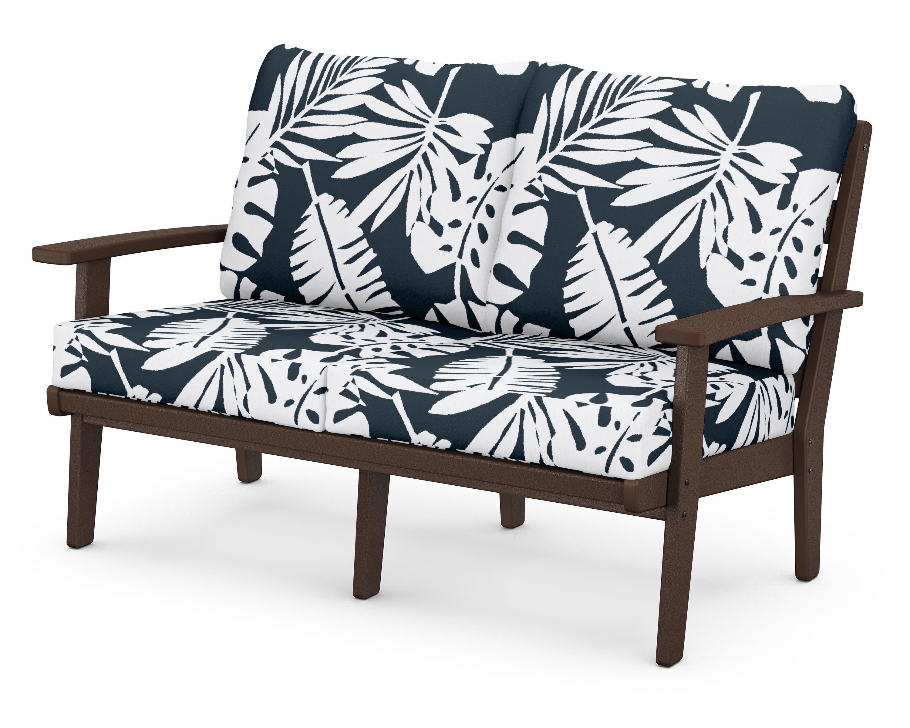 Grant Park Deep Seating Loveseat in Mahogany / Leaf Marine Indigo