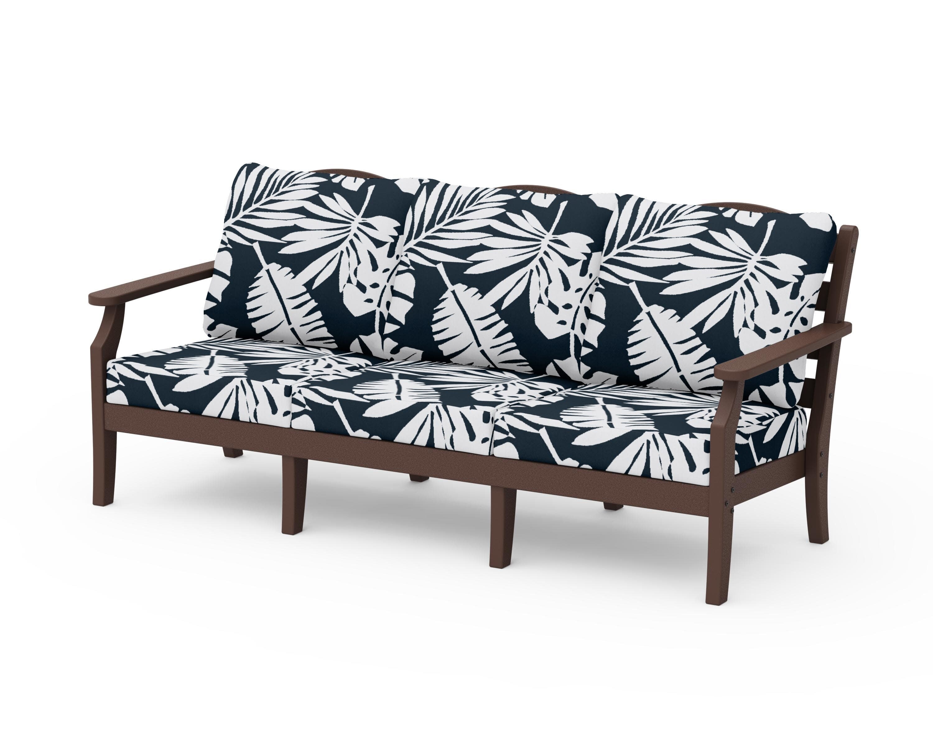 Savannah Deep Seating Sofa in Mahogany / Leaf Marine Indigo