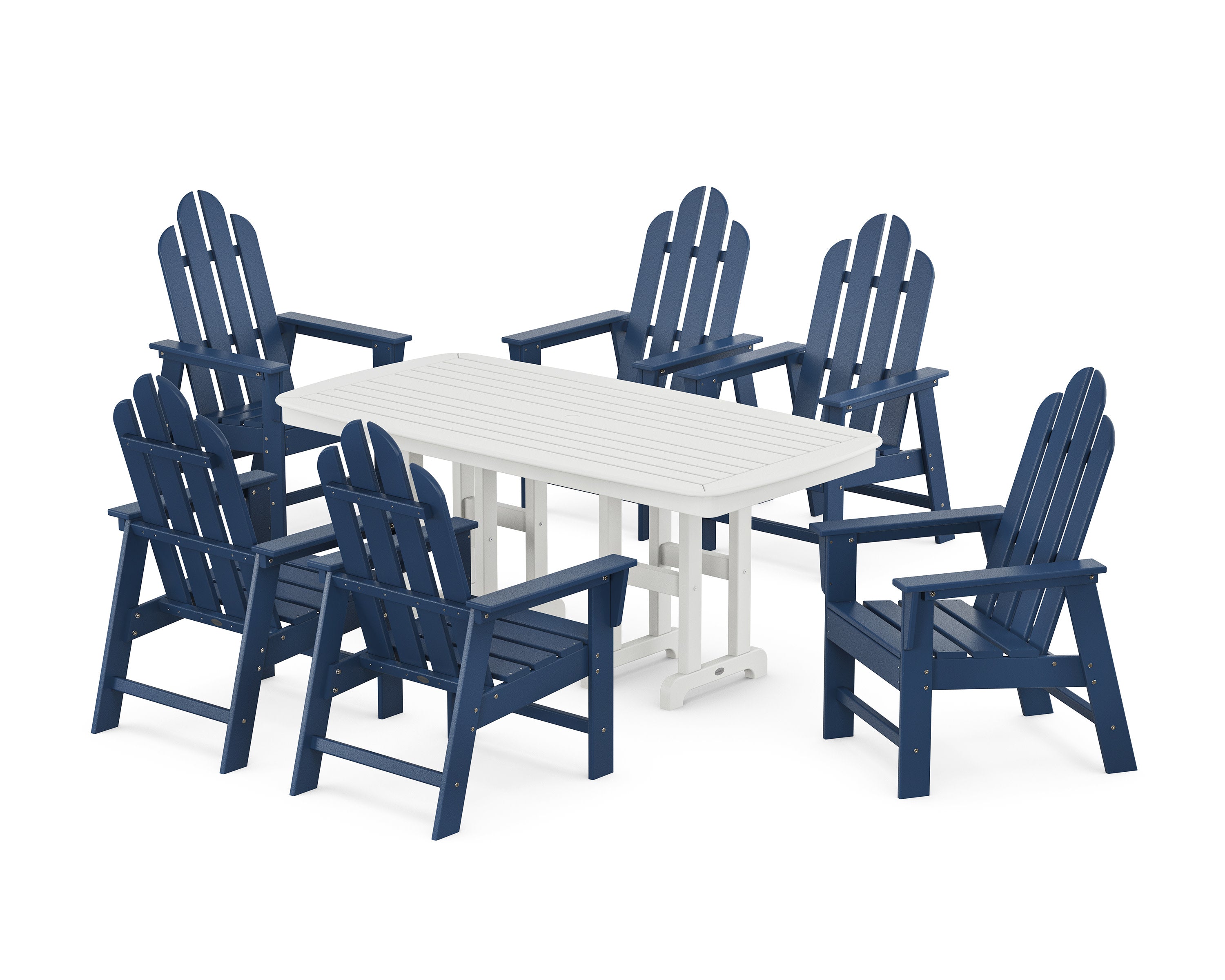 Long Island 7-Piece Dining Set in Navy / White
