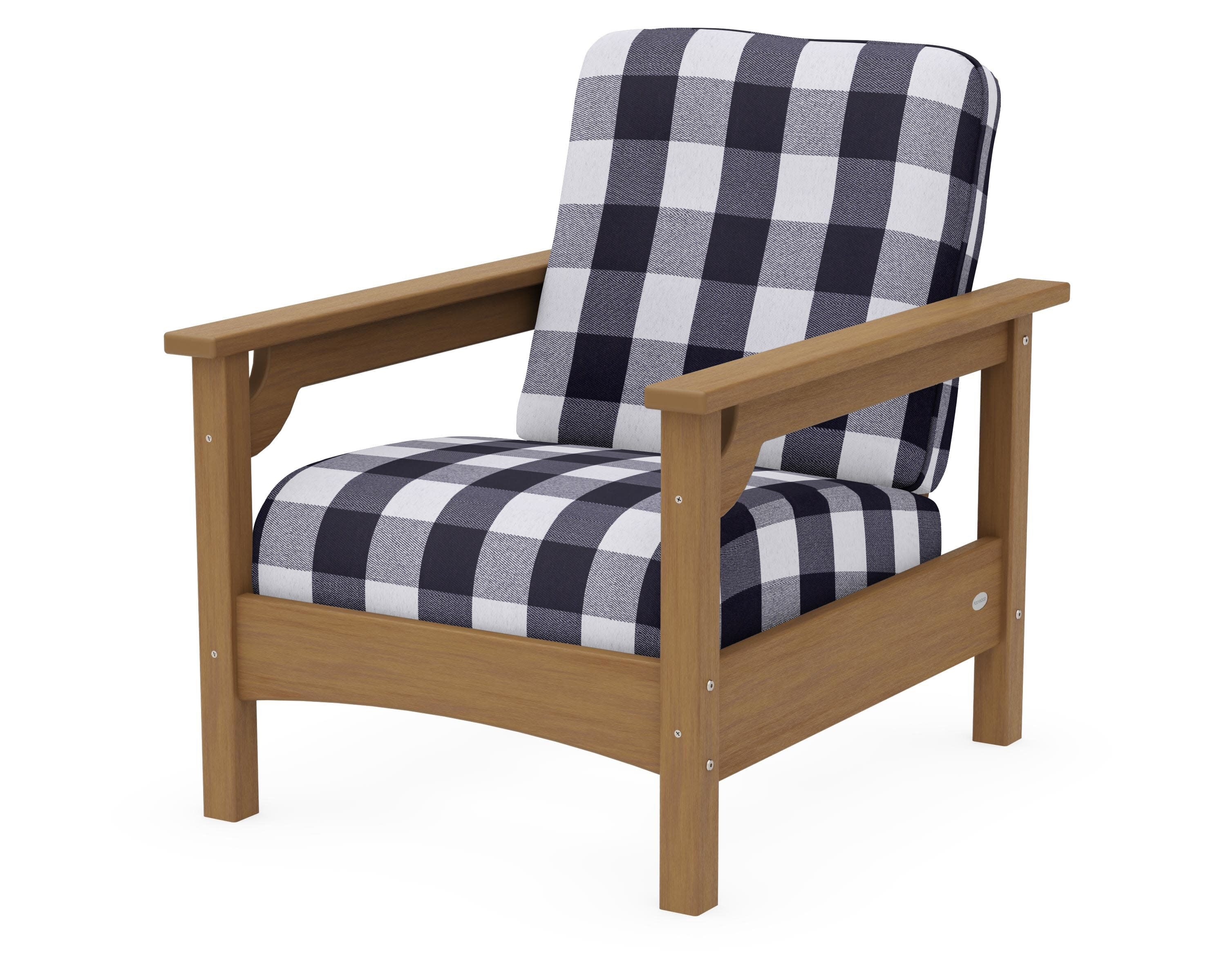 Club Chair in Natural / Buffalo Plaid Navy