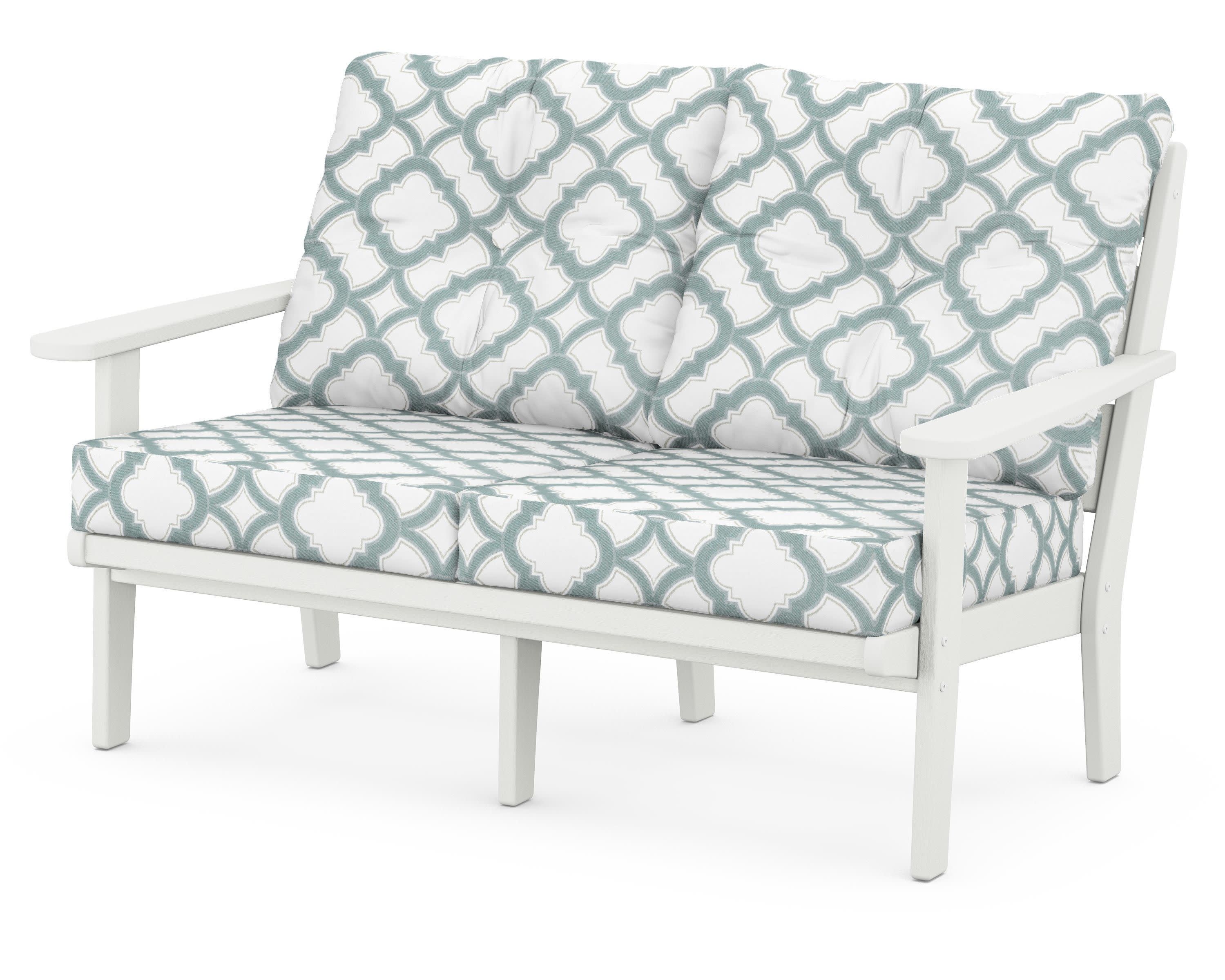 Lakeside Deep Seating Loveseat in Vintage White / Trellis Glacier Spa