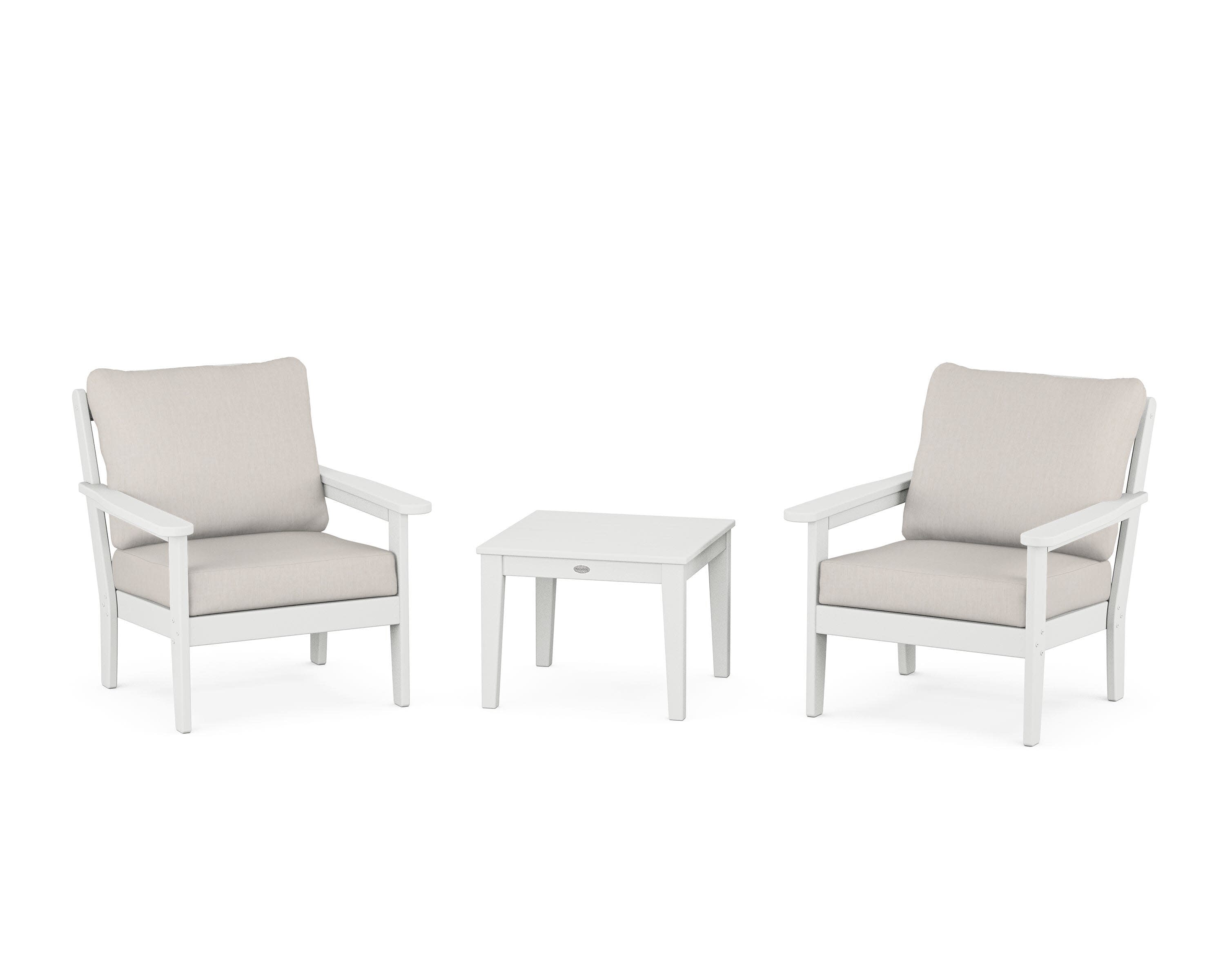 Cottage 3-Piece Deep Seating Set in White / Cast Ash