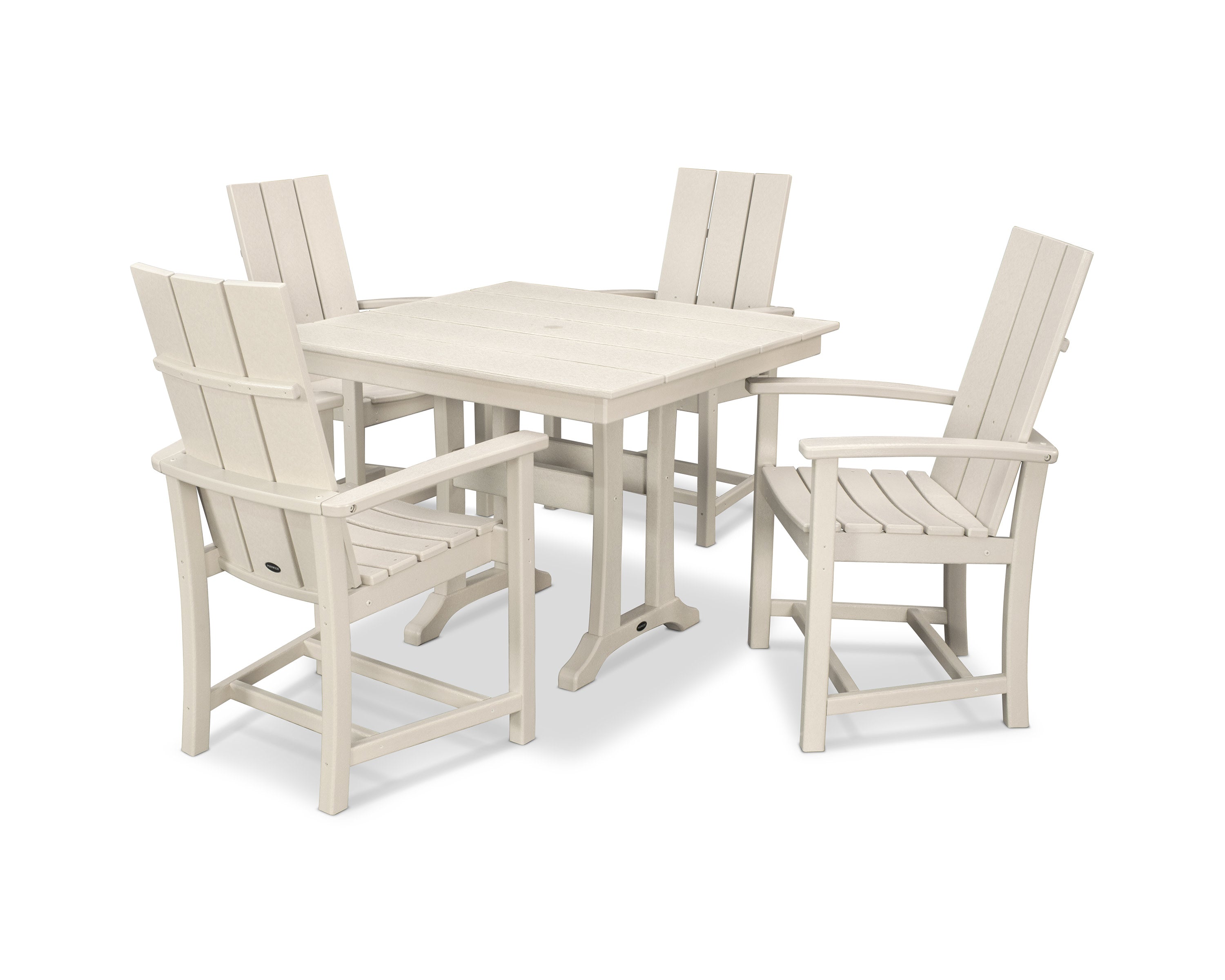 Modern Adirondack 5-Piece Farmhouse Trestle Dining Set in Sand