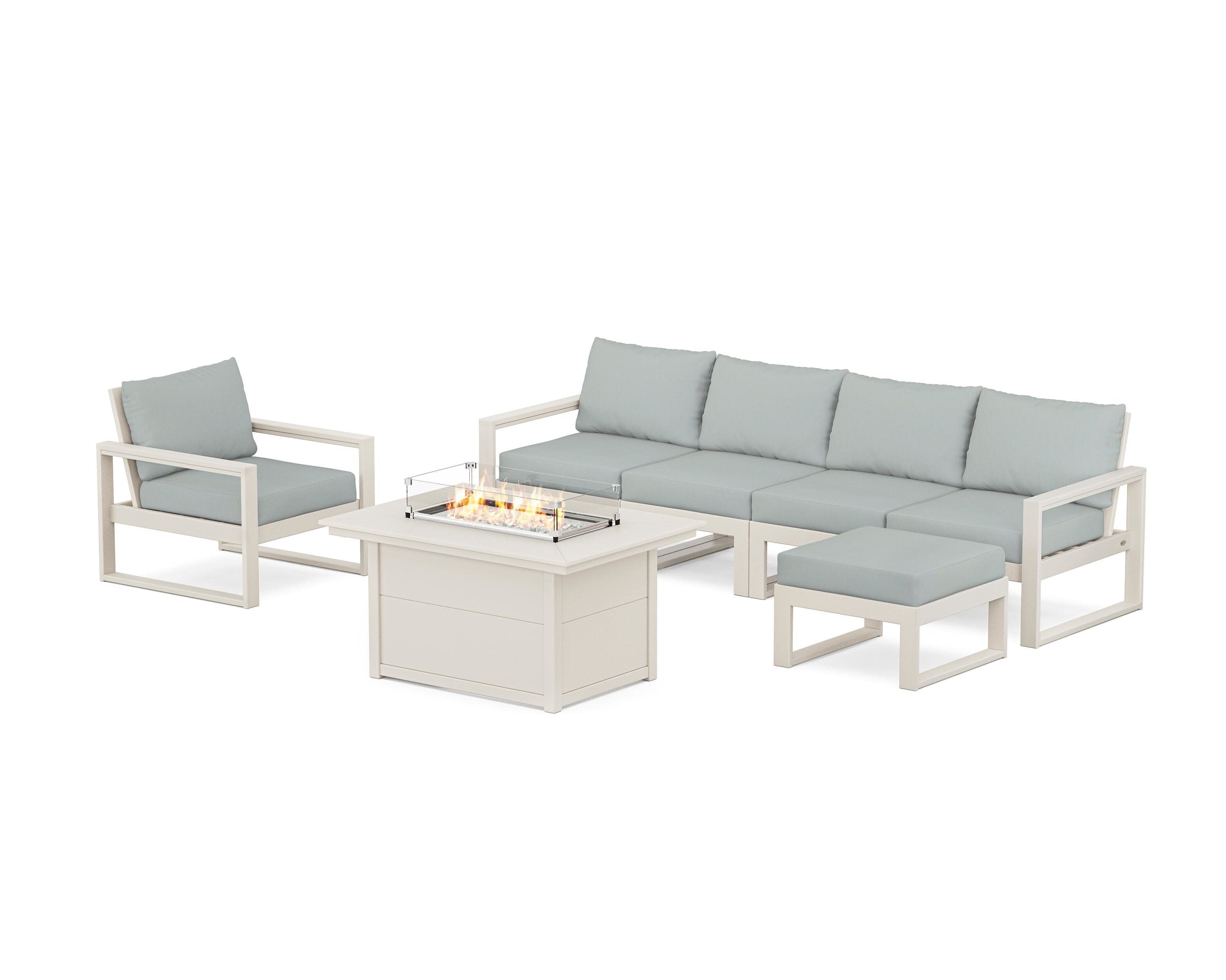 EDGE Sectional Lounge and Fire Pit Set in Sand / Spa