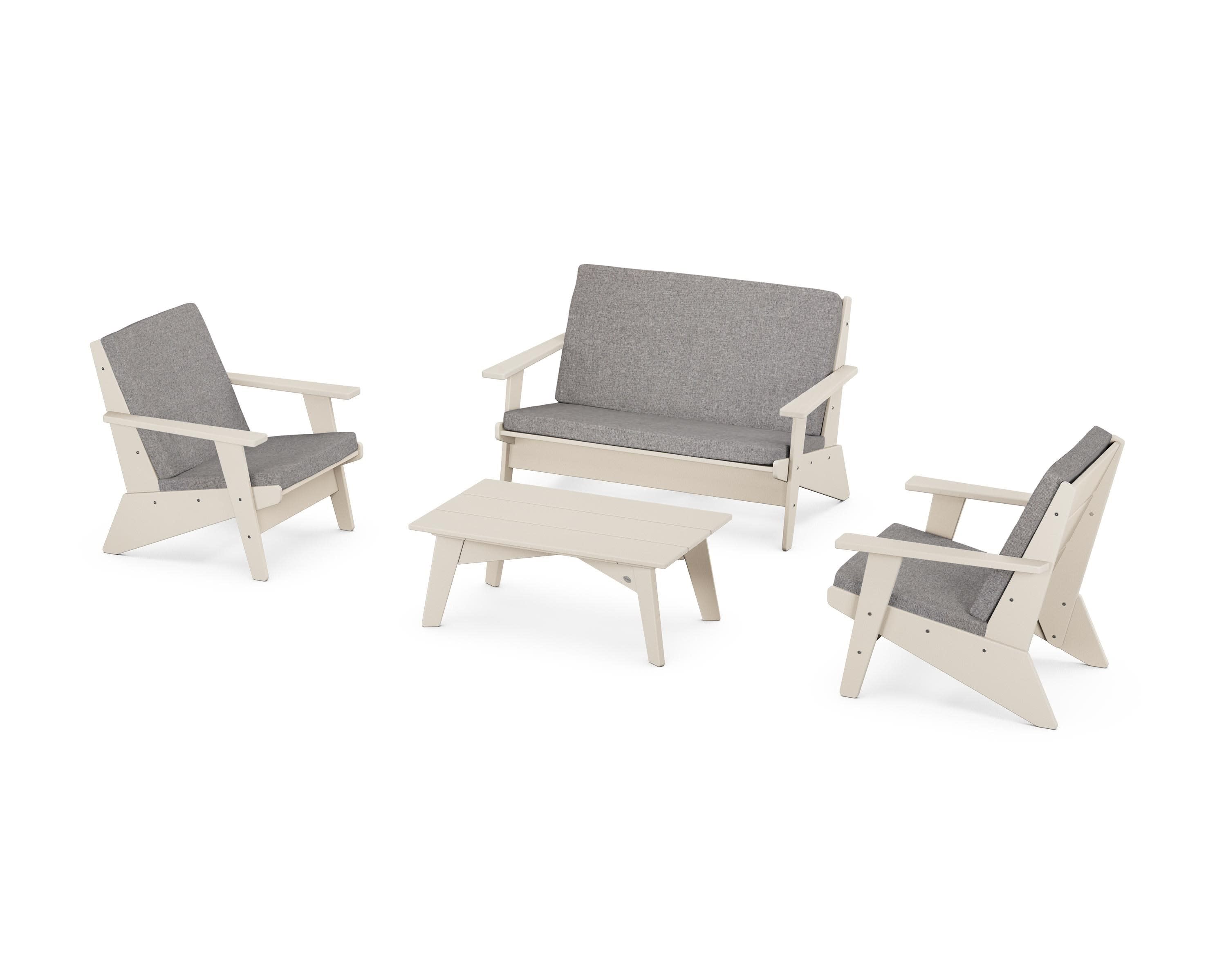 Riviera Modern Lounge 4-Piece Set in Sand / Grey Mist