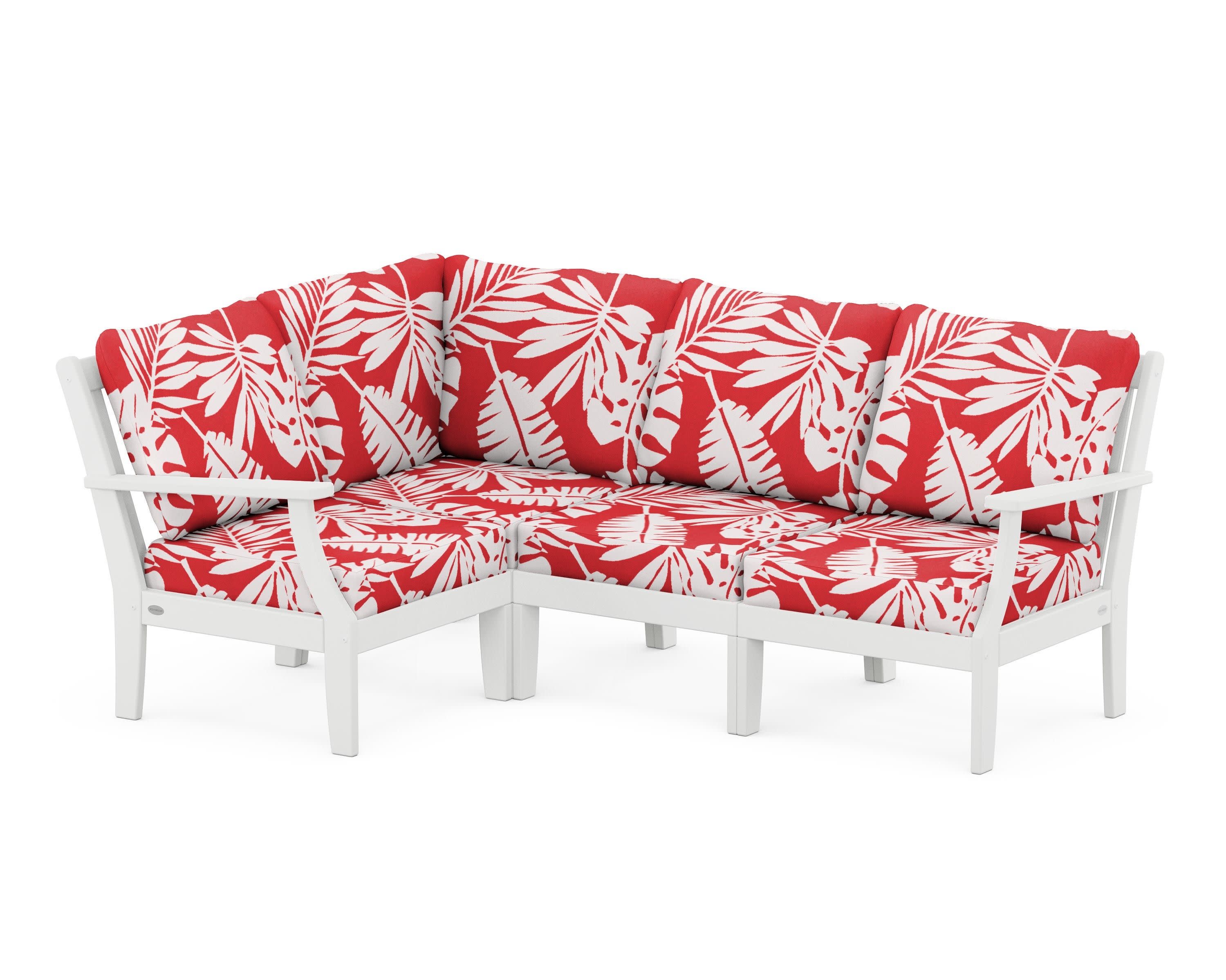 Braxton Modular 4-Piece Deep Seating Set in White / Leaf Crimson