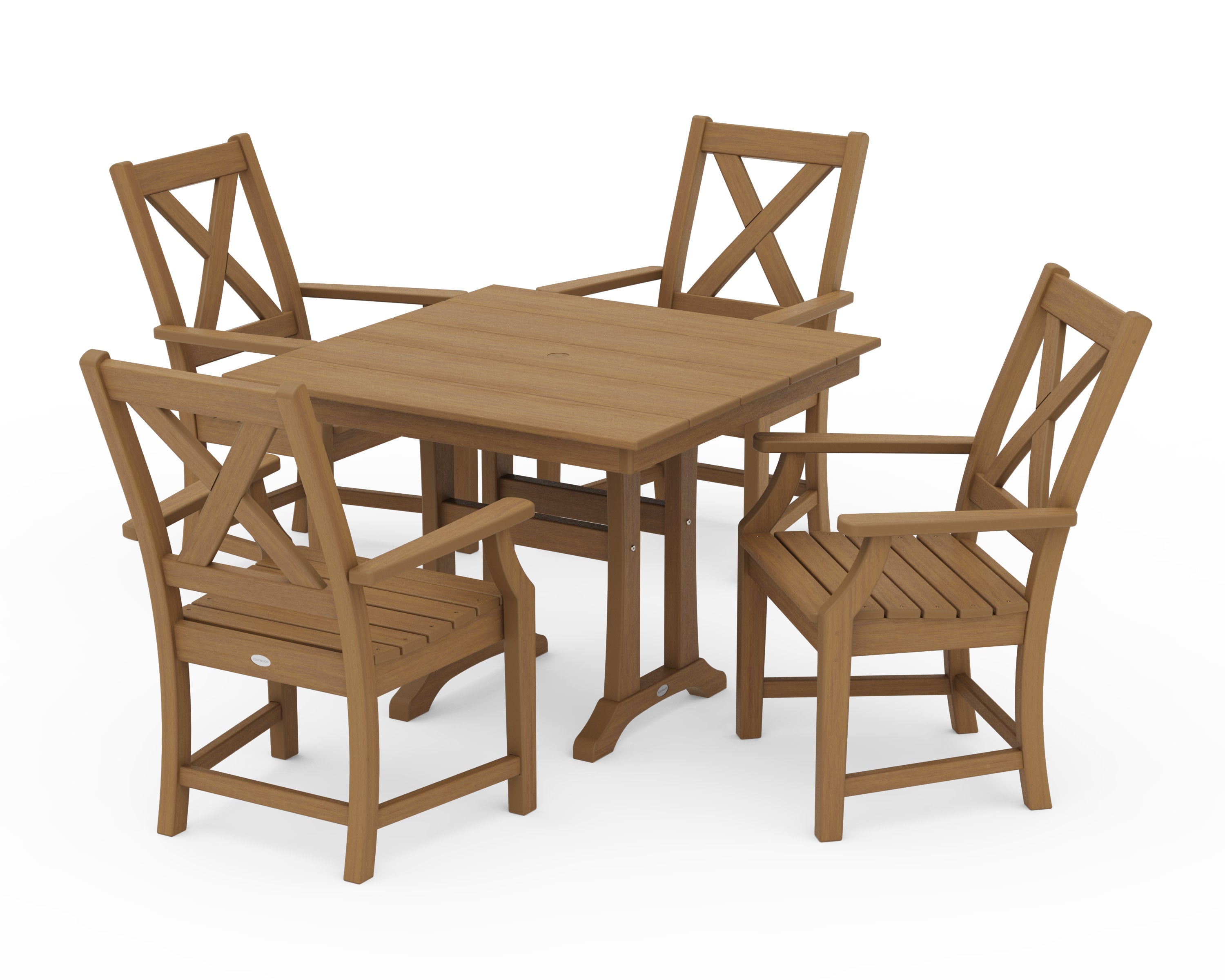 Braxton 5-Piece Farmhouse Dining Set With Trestle Legs in Natural