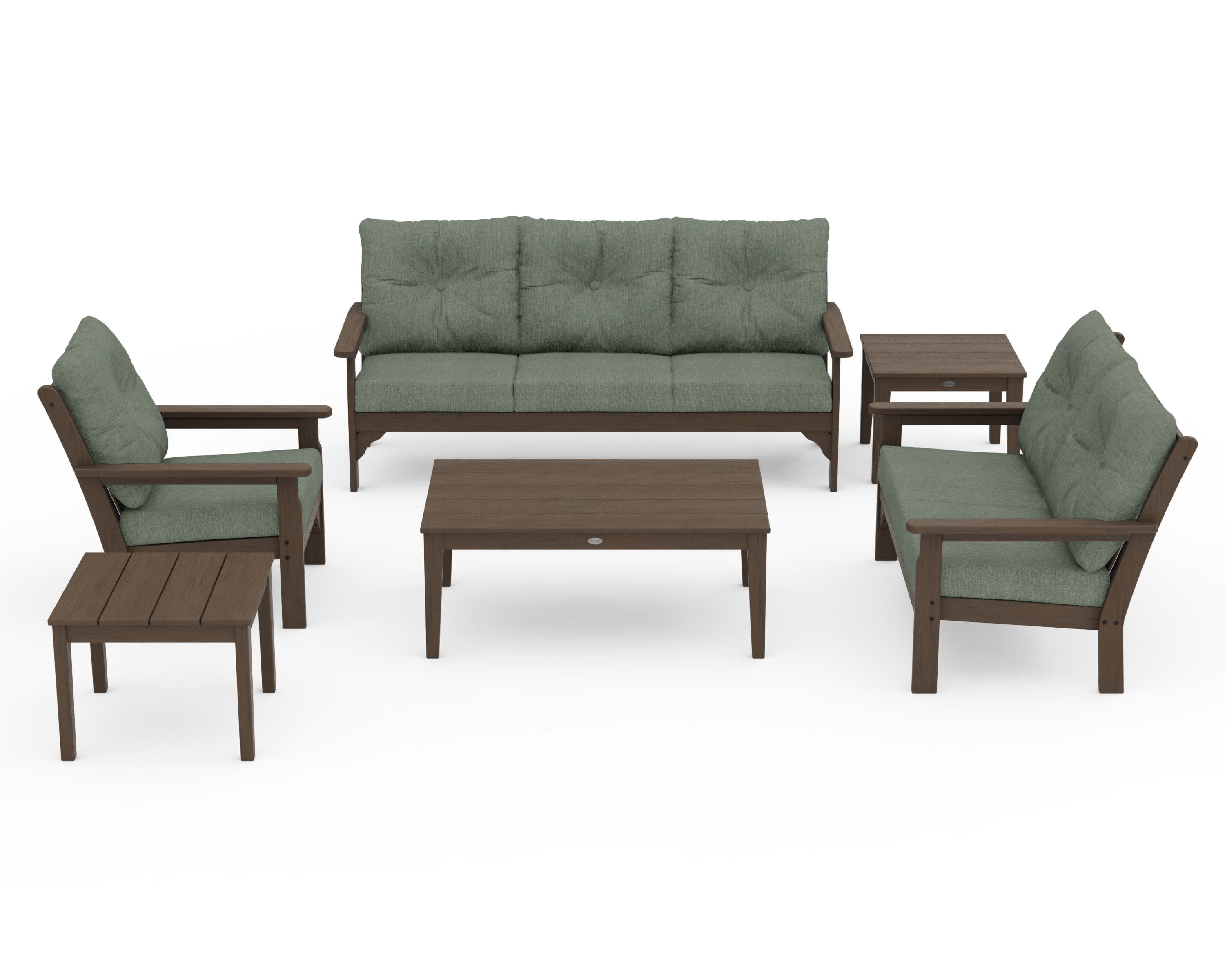 Vineyard 6-Piece Deep Seating Set in Kona / Cast Sage