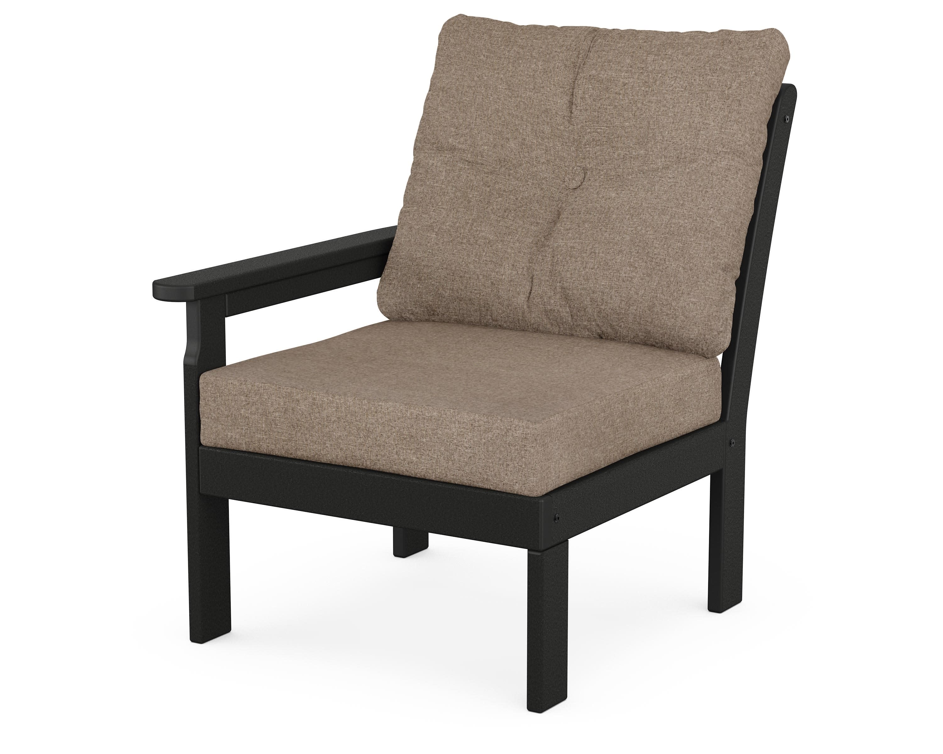 Vineyard Modular Left Arm Chair in Black / Spiced Burlap