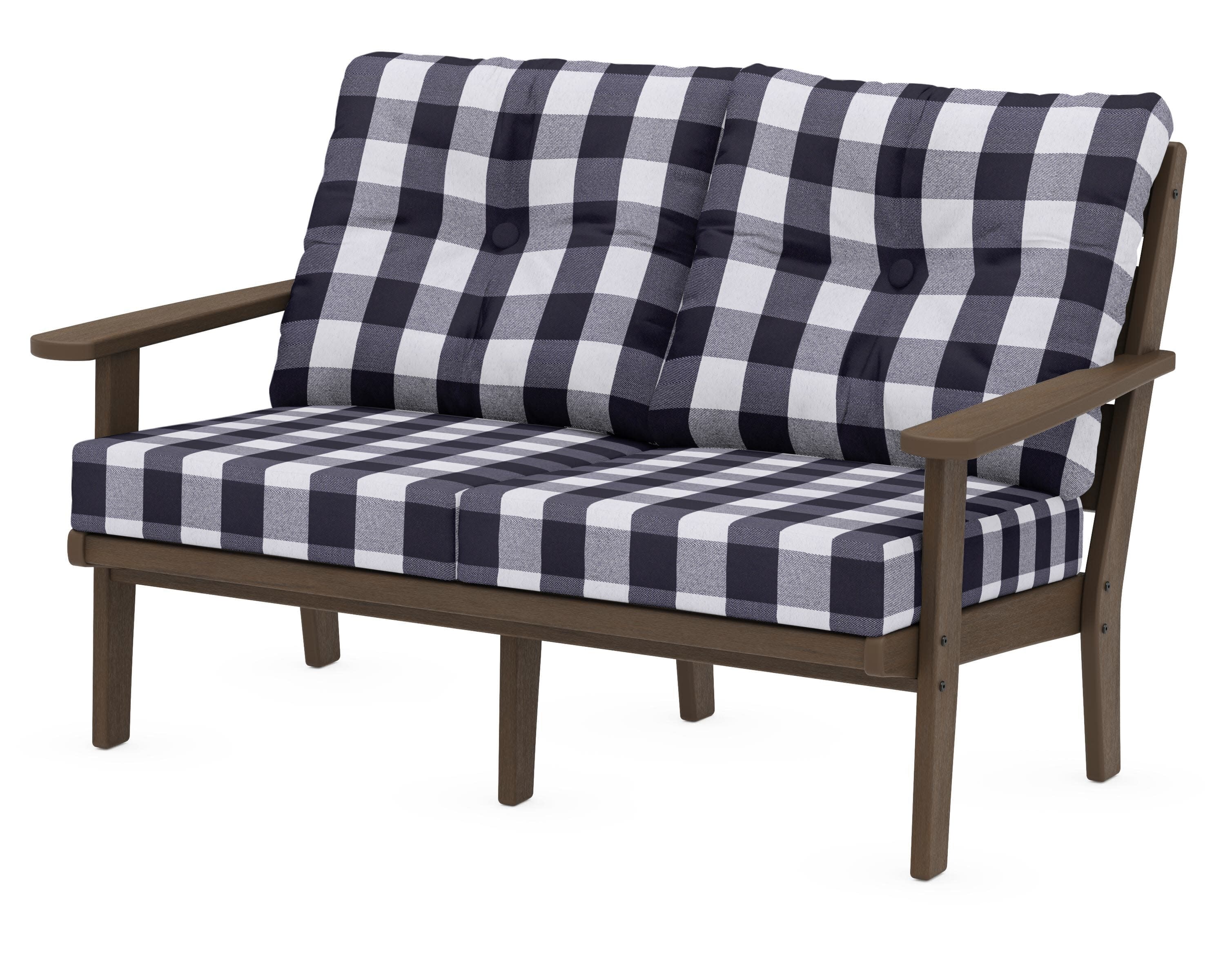 Lakeside Deep Seating Loveseat in Kona / Buffalo Plaid Navy