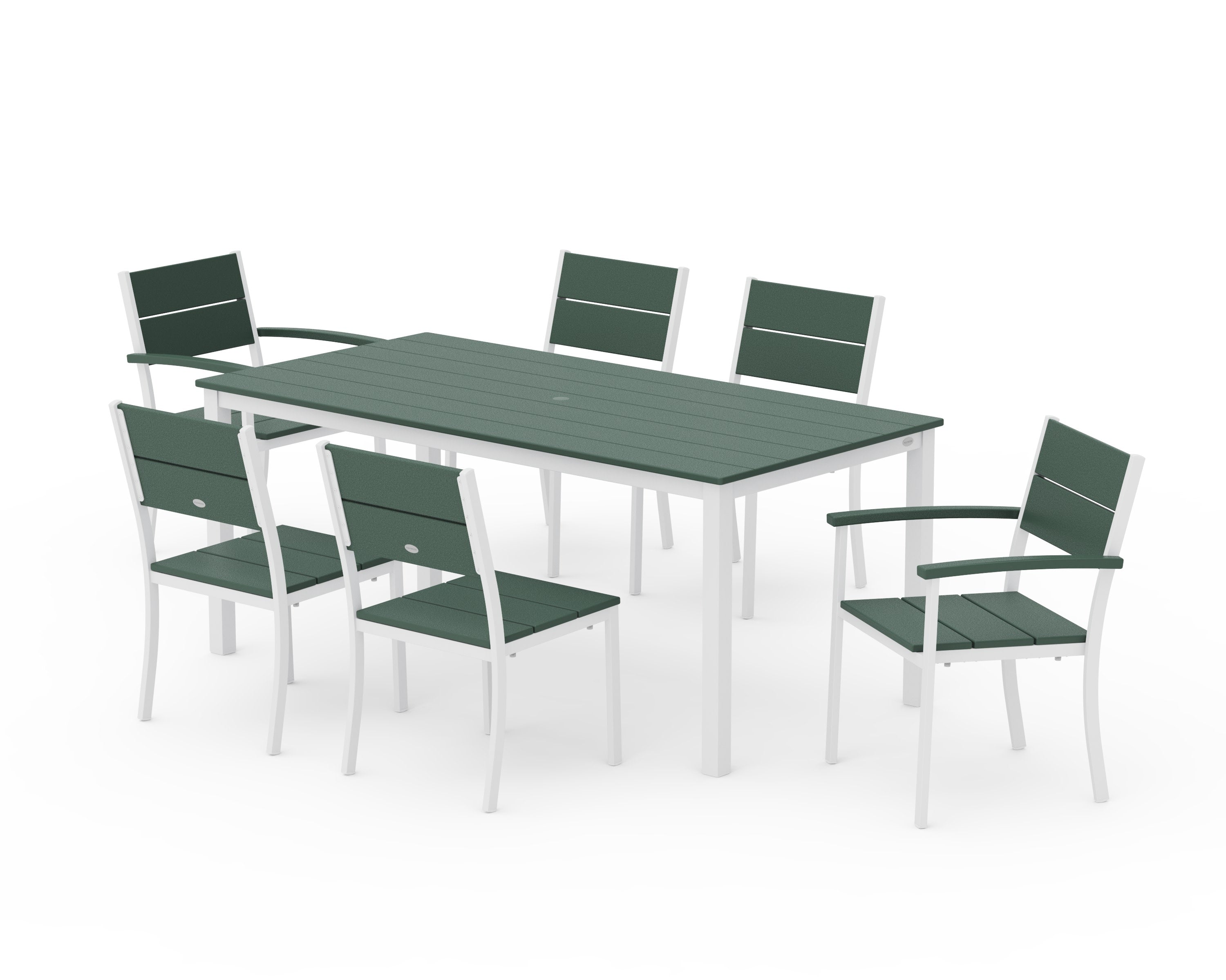Main Street 7-Piece Dining Set in White / Green