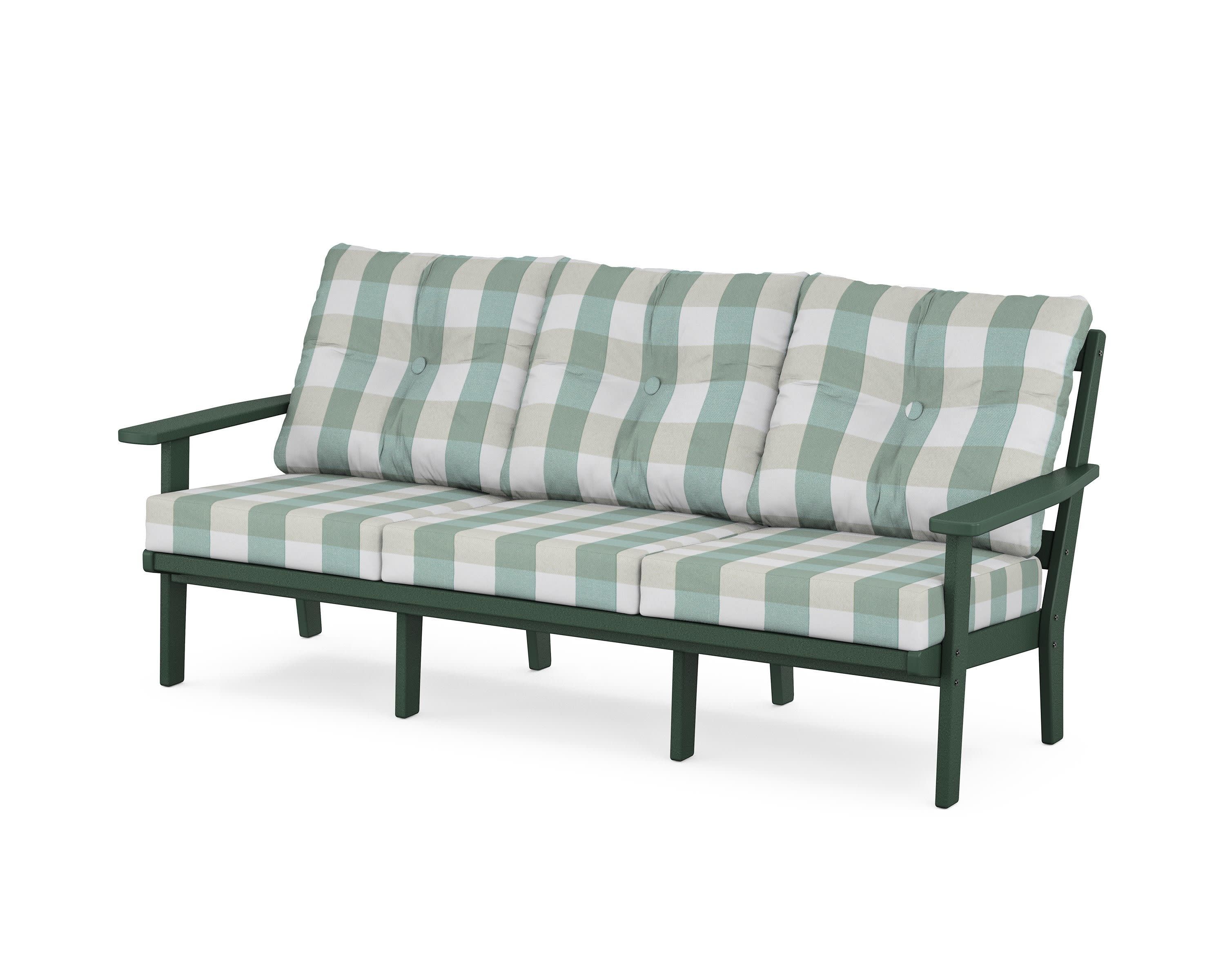 Oxford Deep Seating Sofa in Green / Buffalo Plaid Glacier Spa