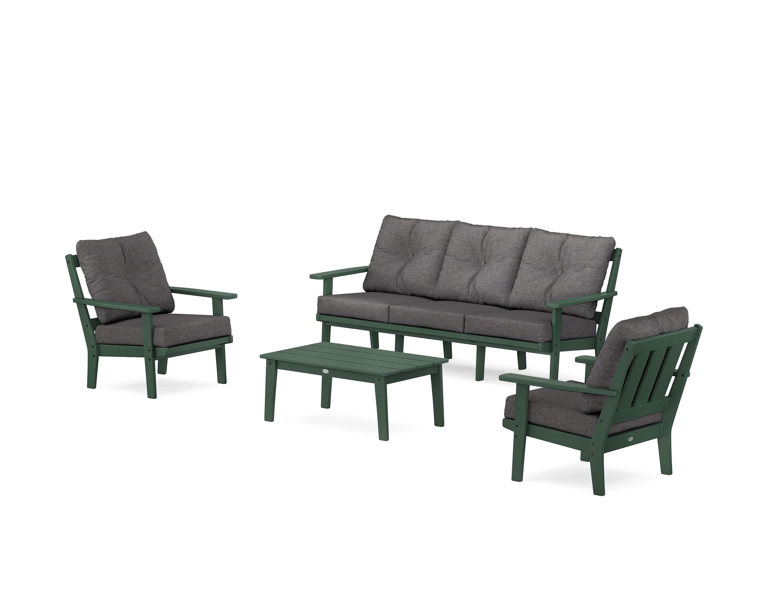 Oxford 4-Piece Deep Seating Set with Sofa in Green / Ash Charcoal
