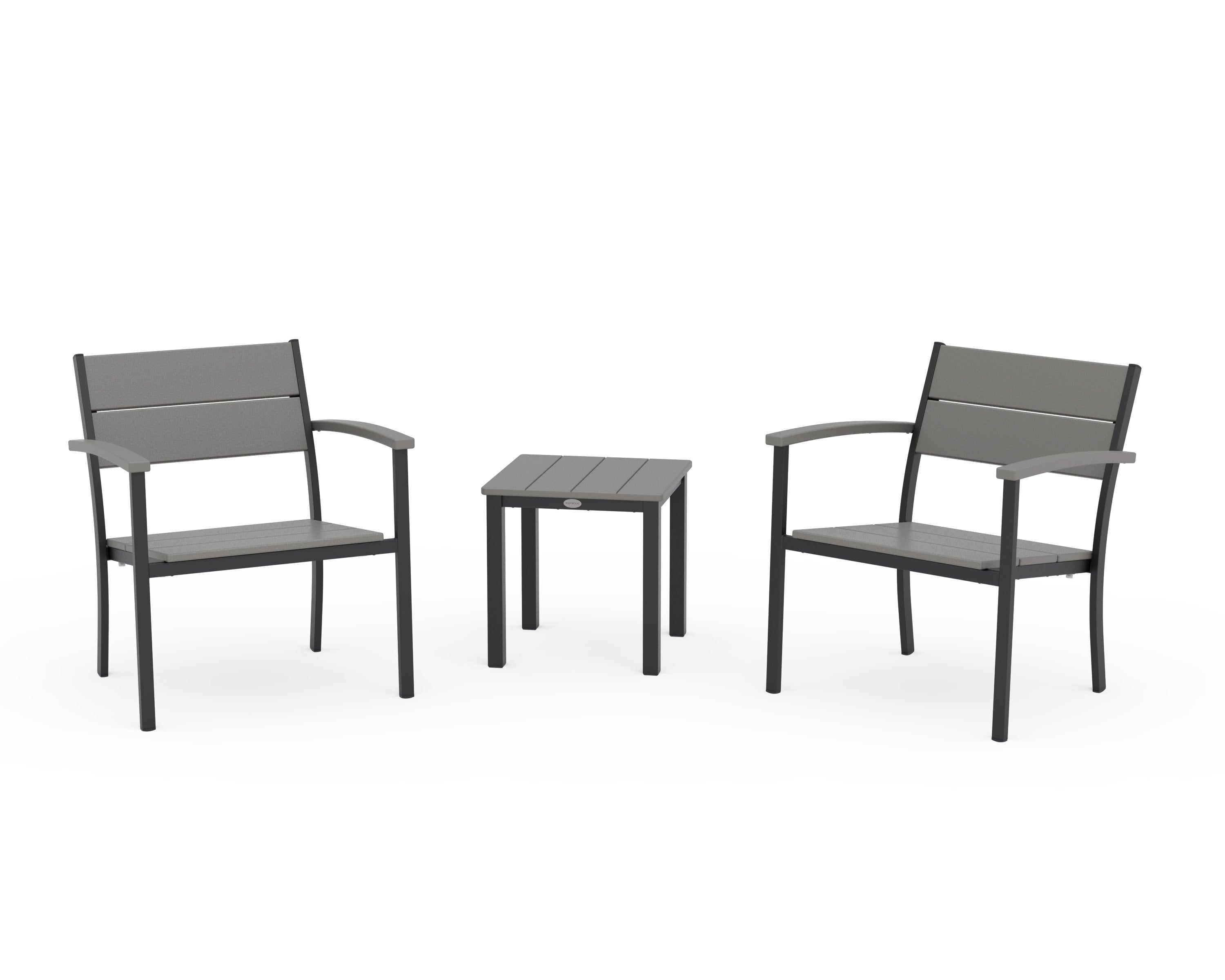 Main Street 3-Piece Lounge Chair Set in Black / Slate Grey