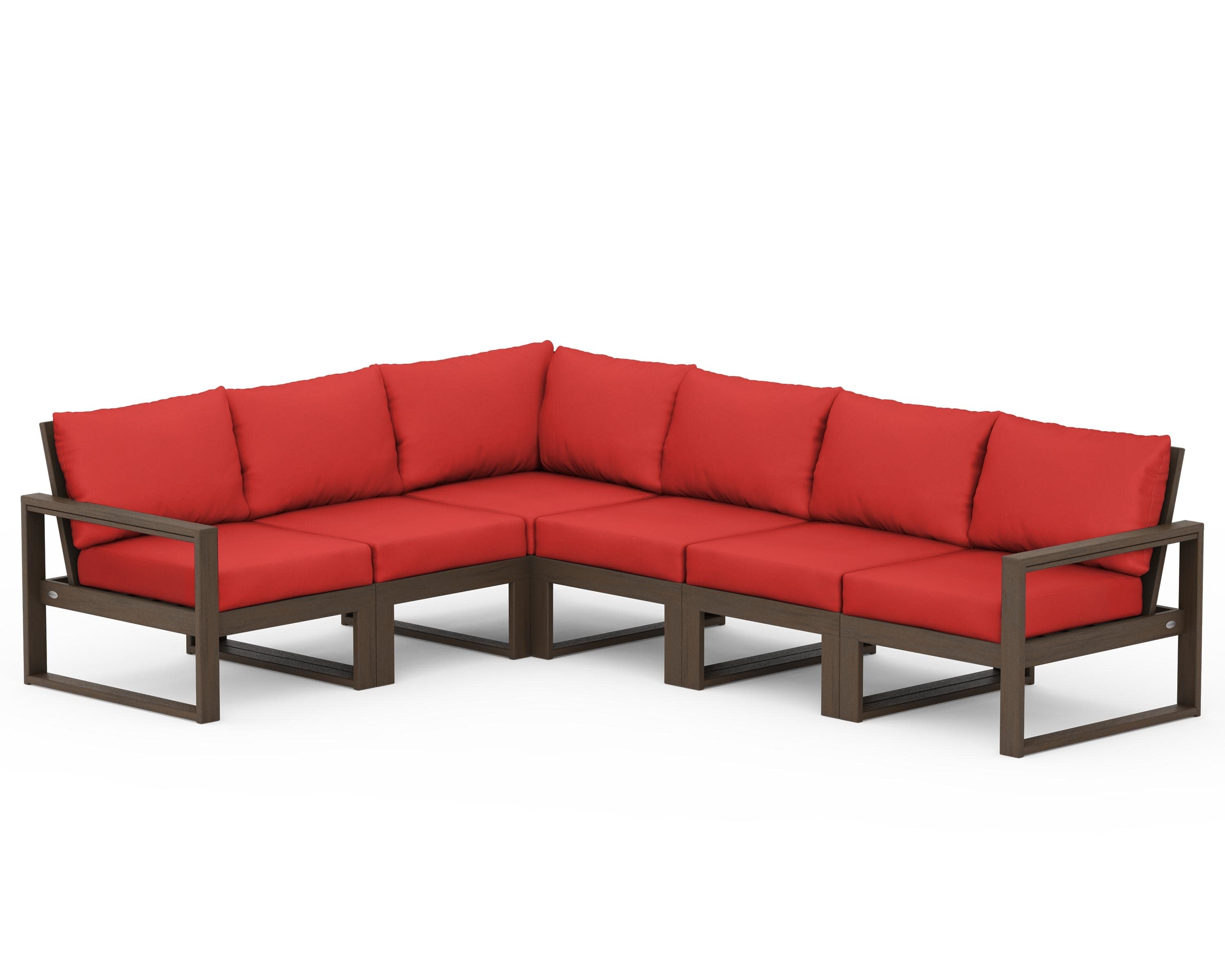 EDGE 6-Piece Modular Deep Seating Set in Kona / Crimson Linen