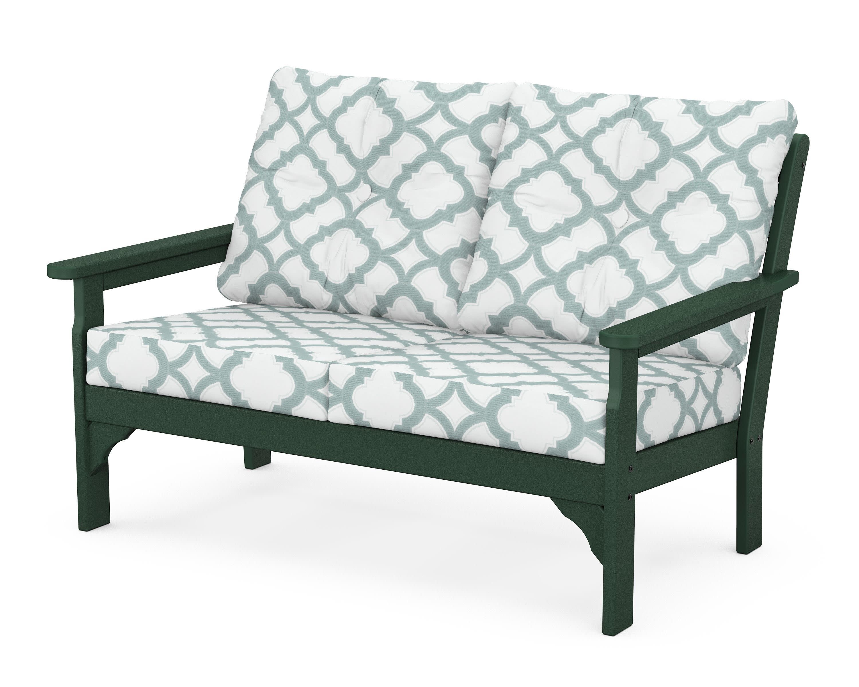 Vineyard Deep Seating Loveseat in Green / Trellis Glacier Spa