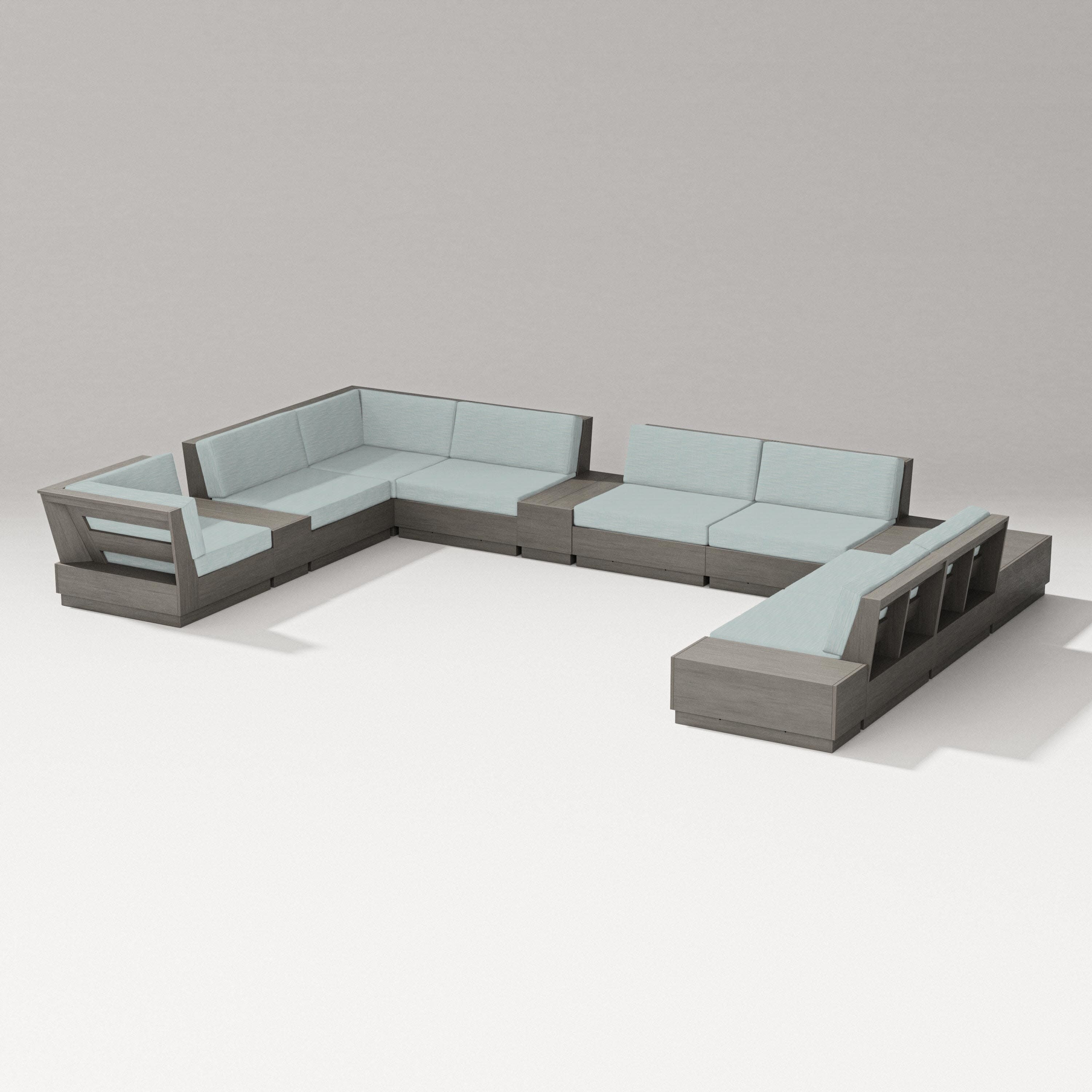 Elevate 12-Piece Conversation Sectional Set in Driftwood / Soothe Mist