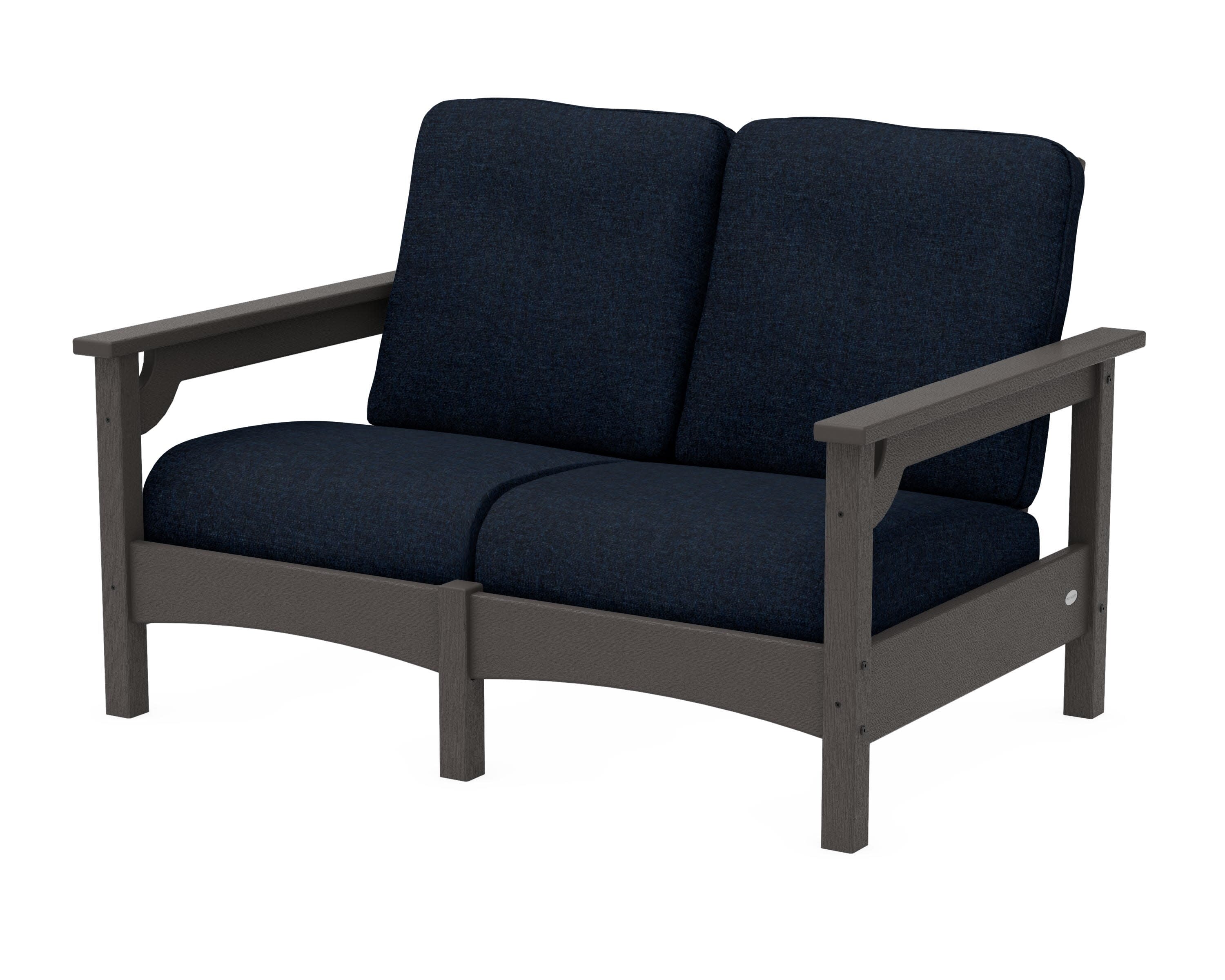 Club Loveseat in Vintage Coffee / Marine Indigo