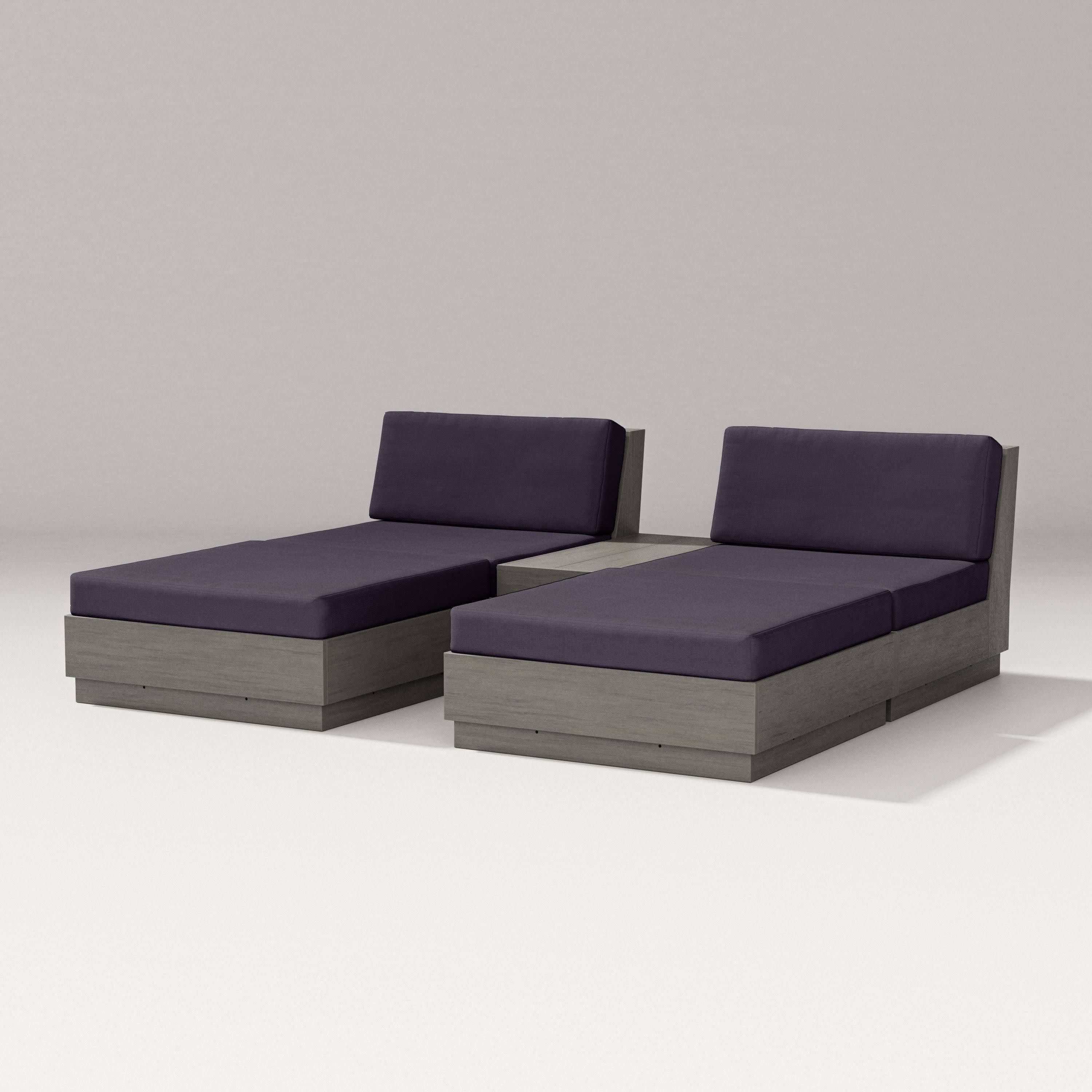Elevate Double Chaise Set in Driftwood / Navy Linen