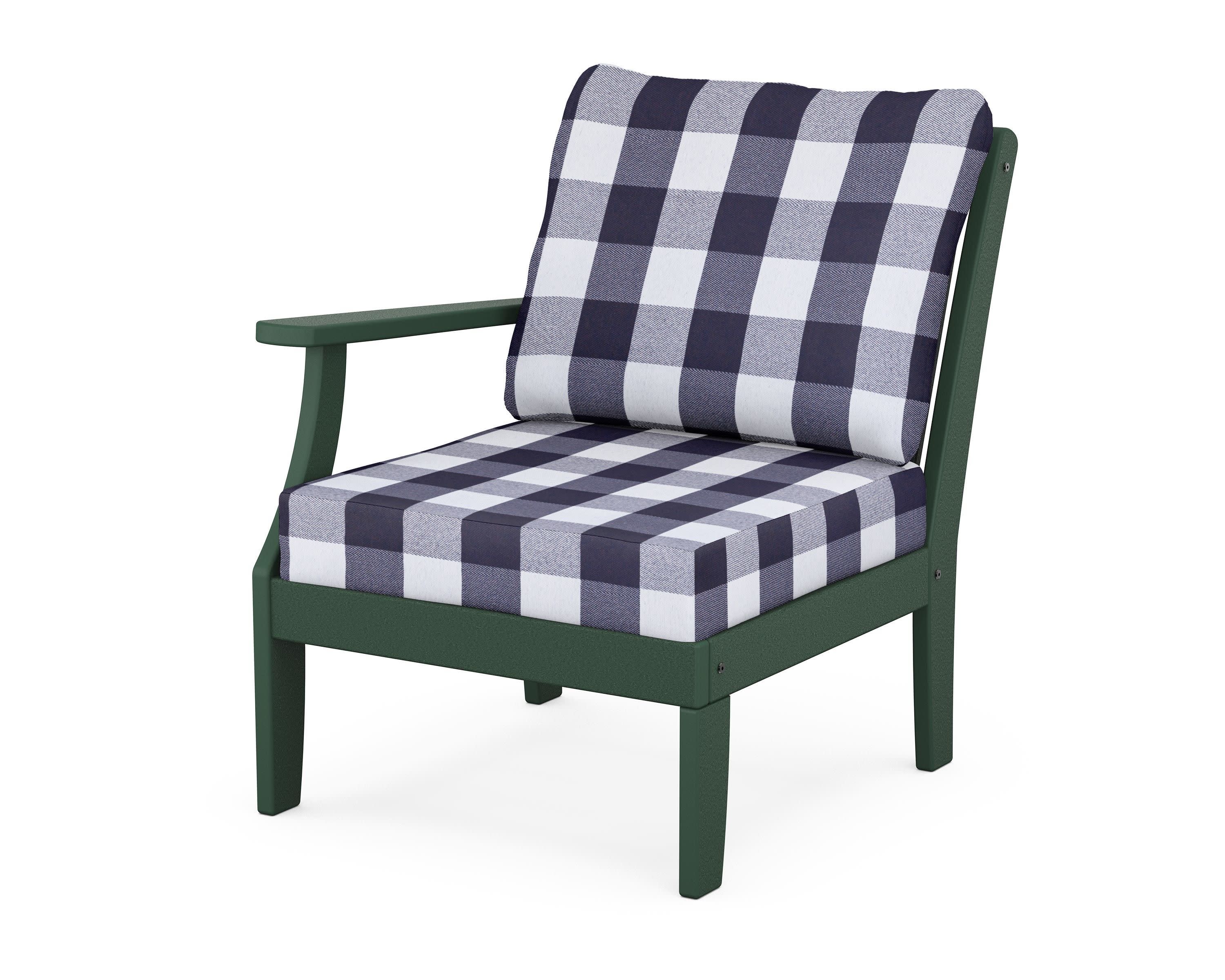Braxton Modular Left Arm Chair in Green / Buffalo Plaid Navy