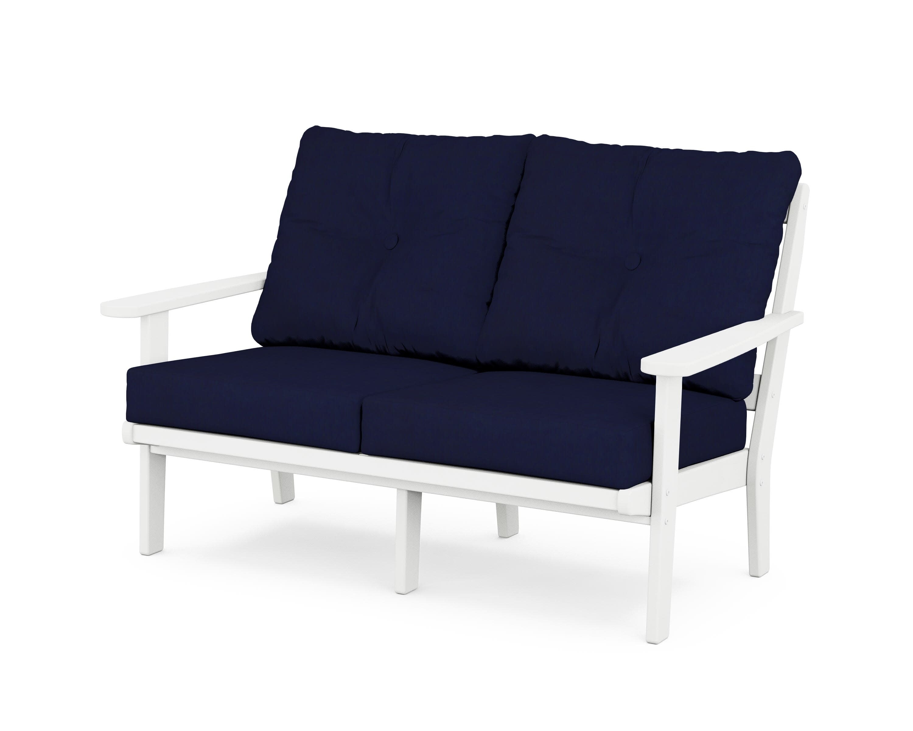 Mission Deep SeatingLoveseat in White / Navy