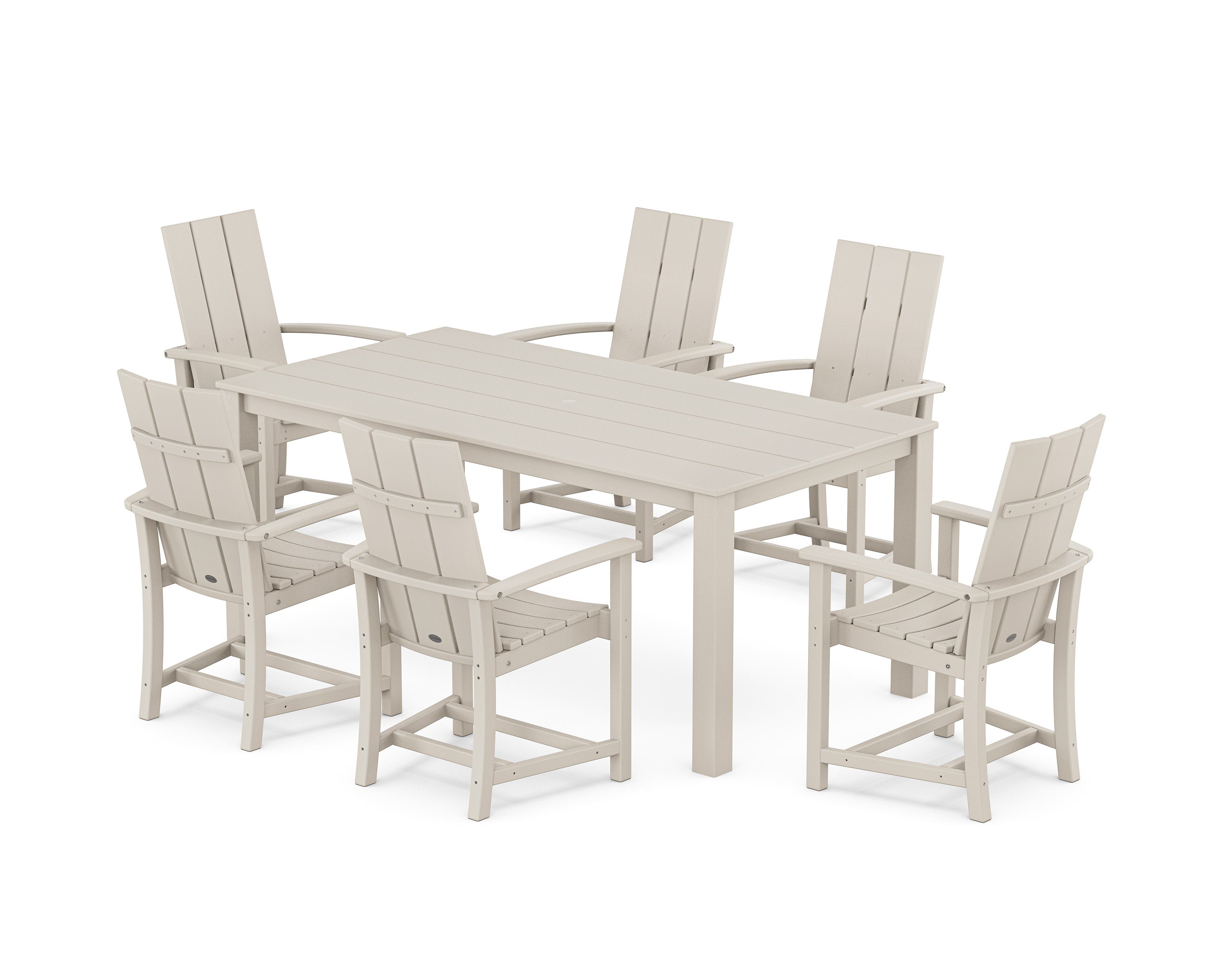 Modern Adirondack 7-Piece Parsons Dining Set in Sand