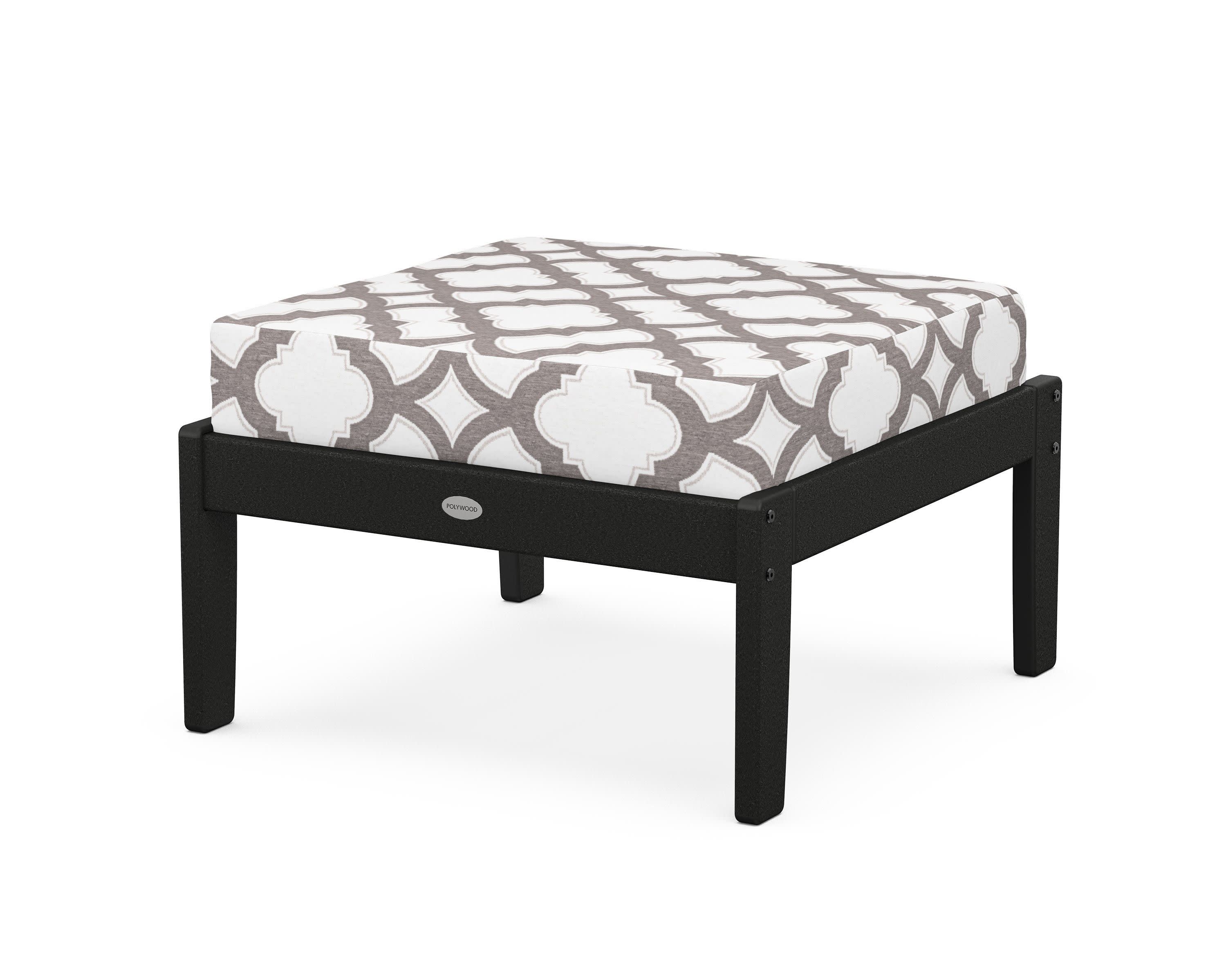 Braxton Deep Seating Ottoman in Black / Trellis Grey Mist