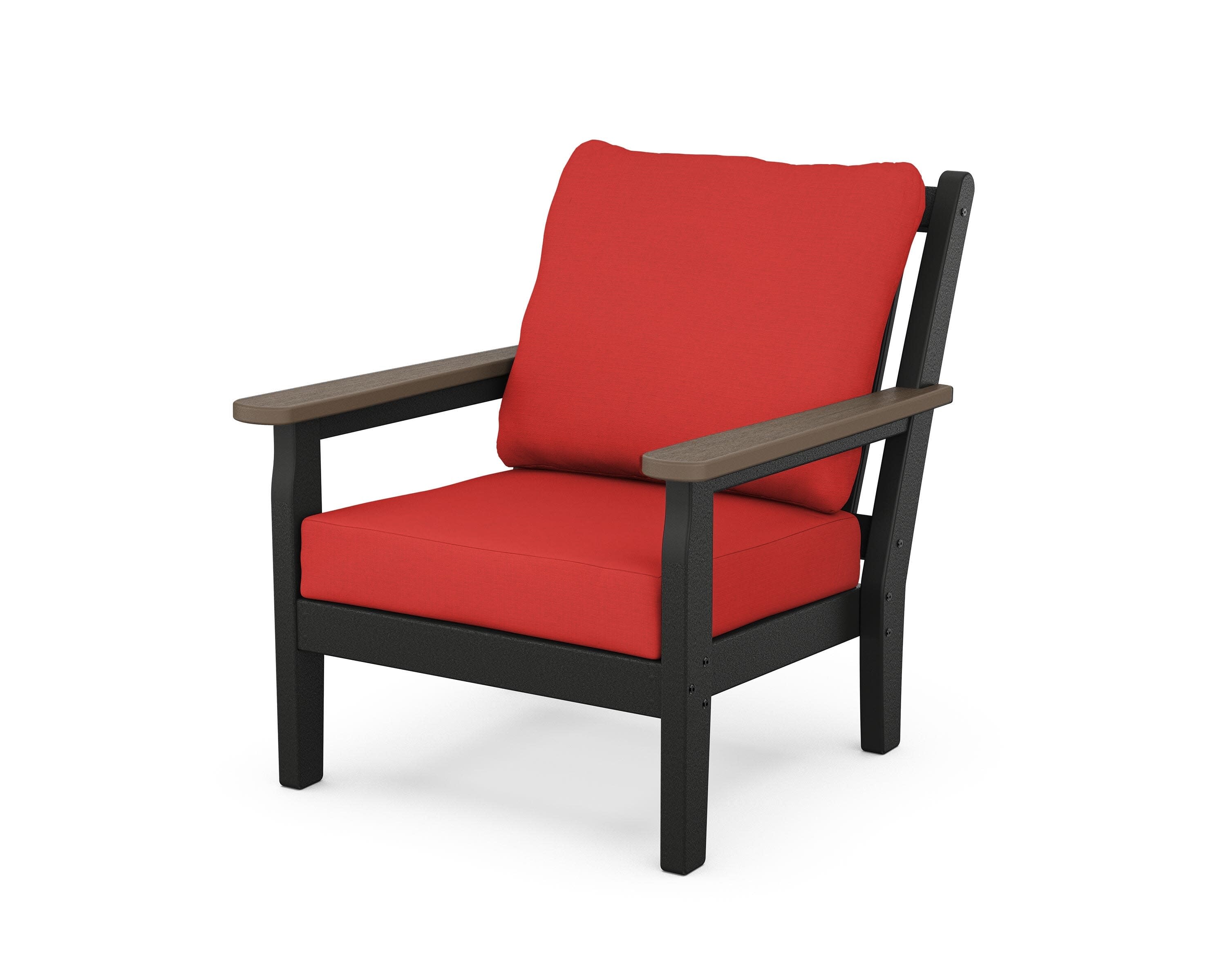 Chippendale Deep Seating Chair in Black / Kona / Crimson Linen
