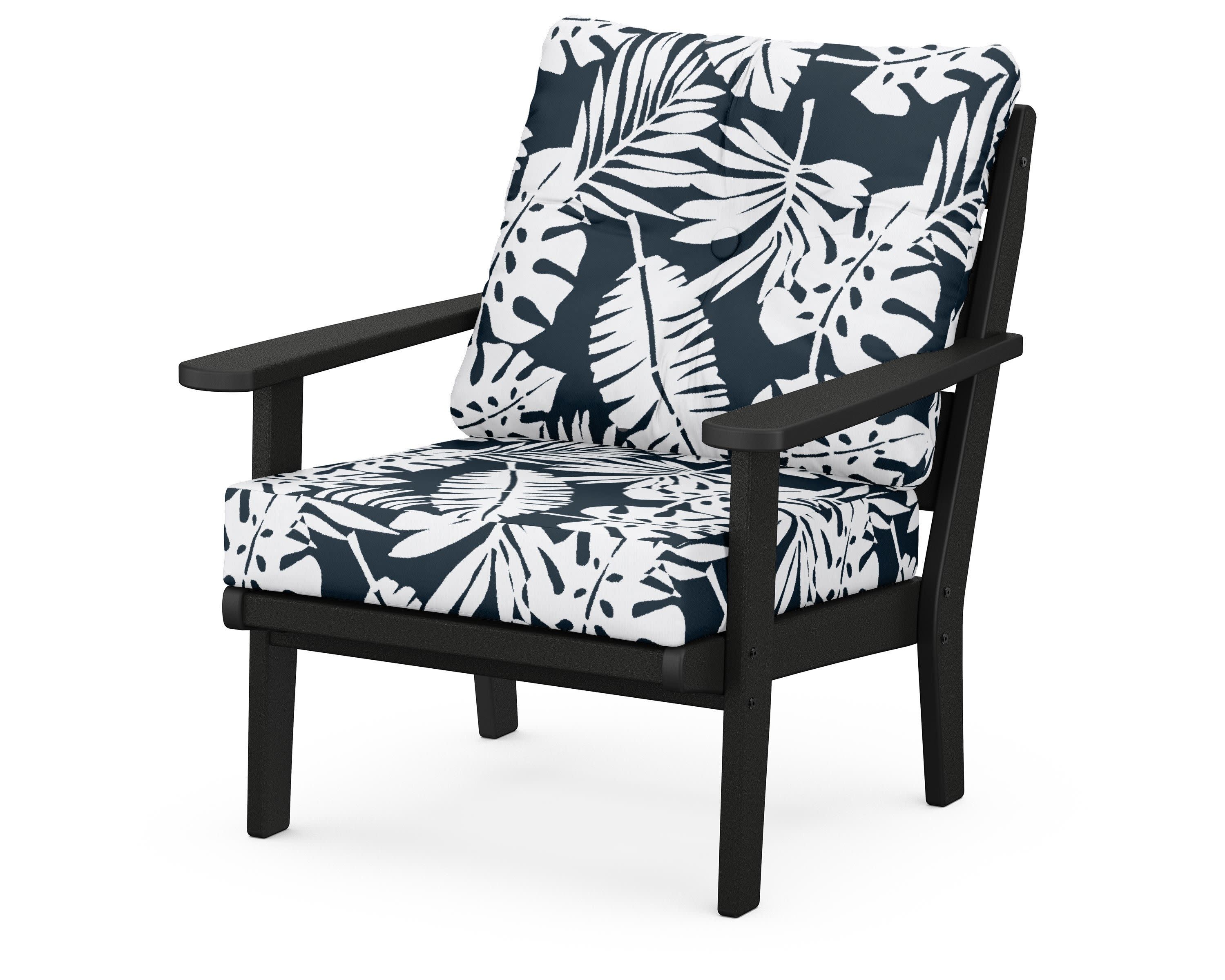 Lakeside Deep Seating Chair in Black / Leaf Marine Indigo