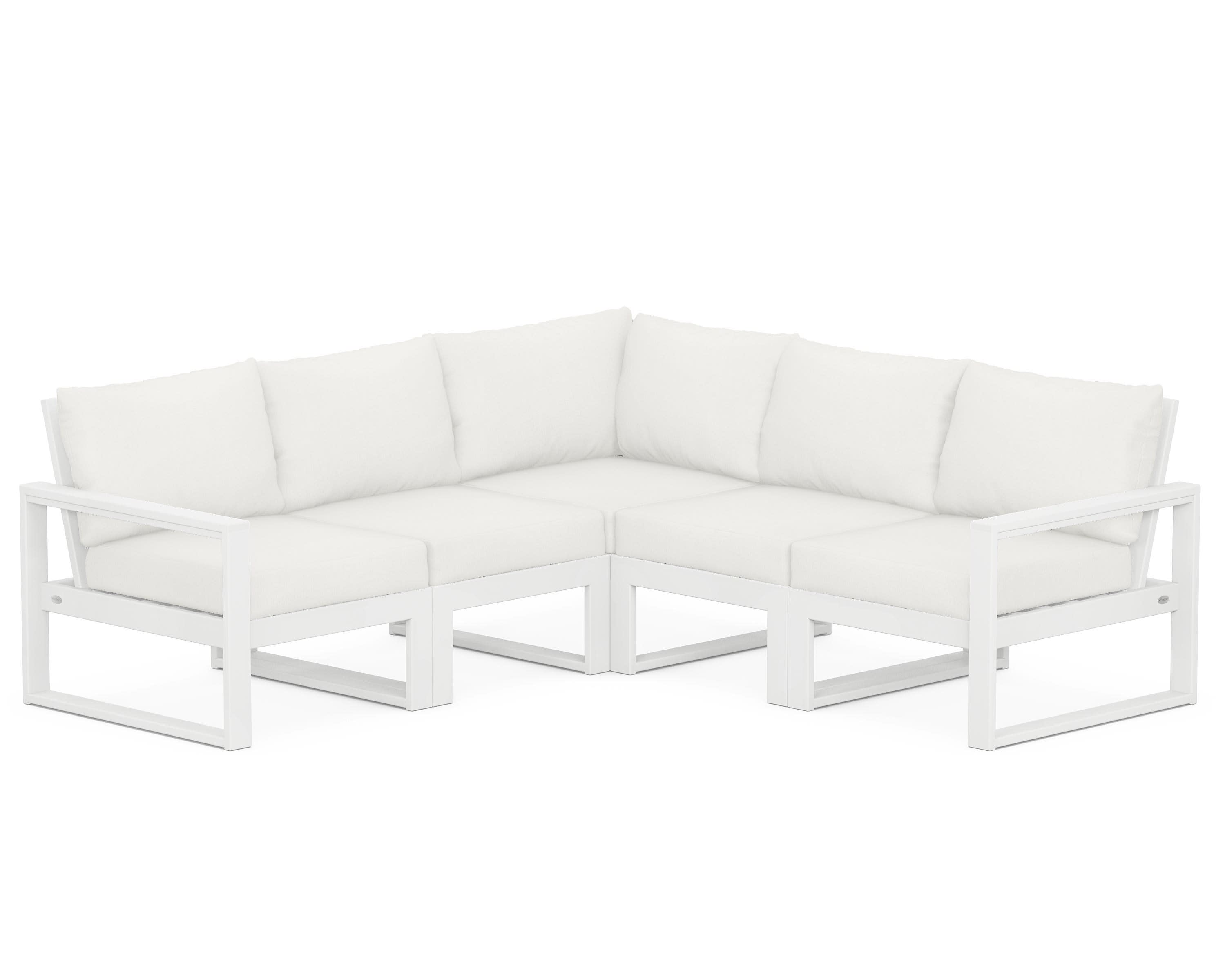 EDGE 5-Piece Modular Deep Seating Set in White / Natural Linen