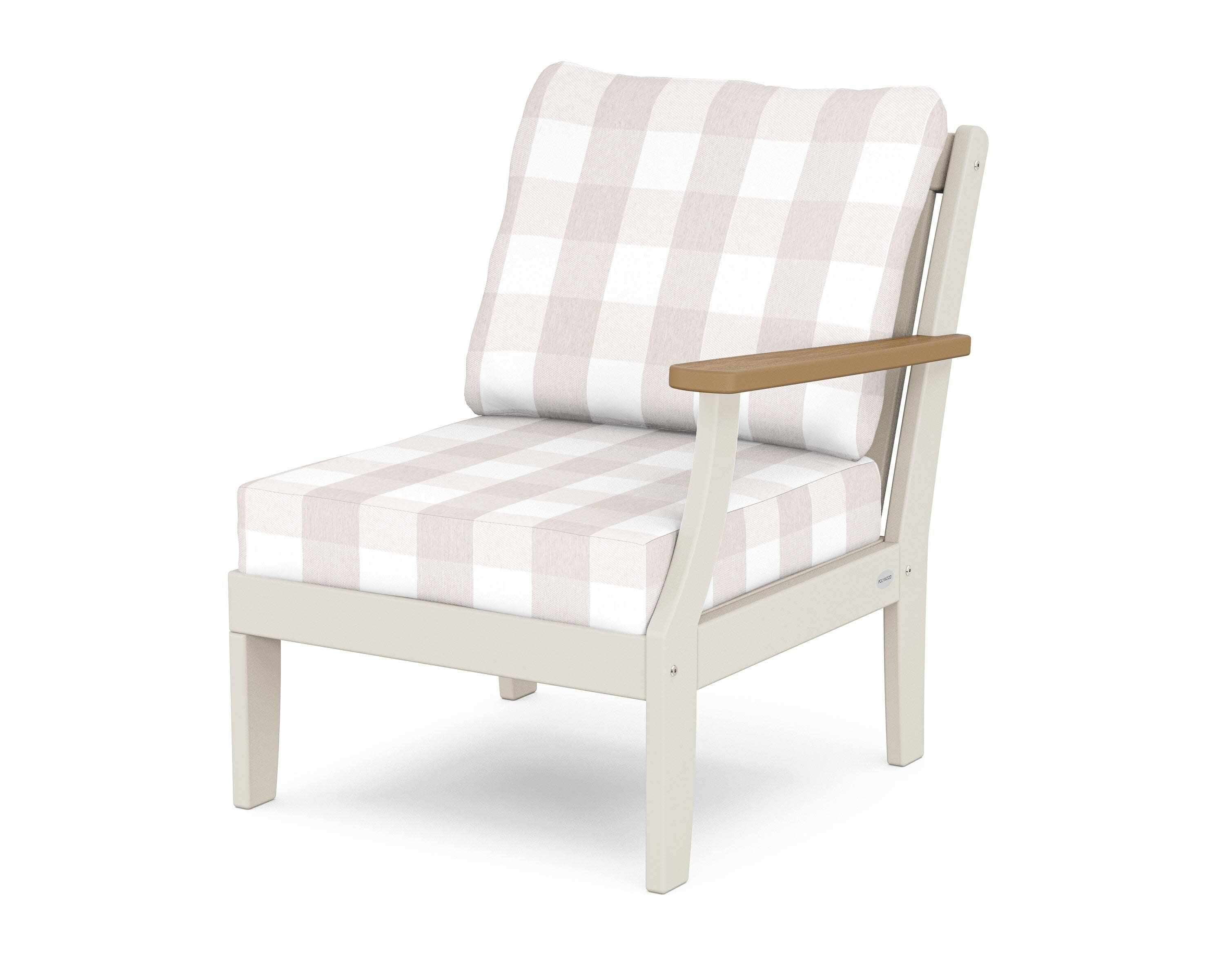 Braxton Modular Right Arm Chair in Sand / Natural / Buffalo Plaid Dune Burlap