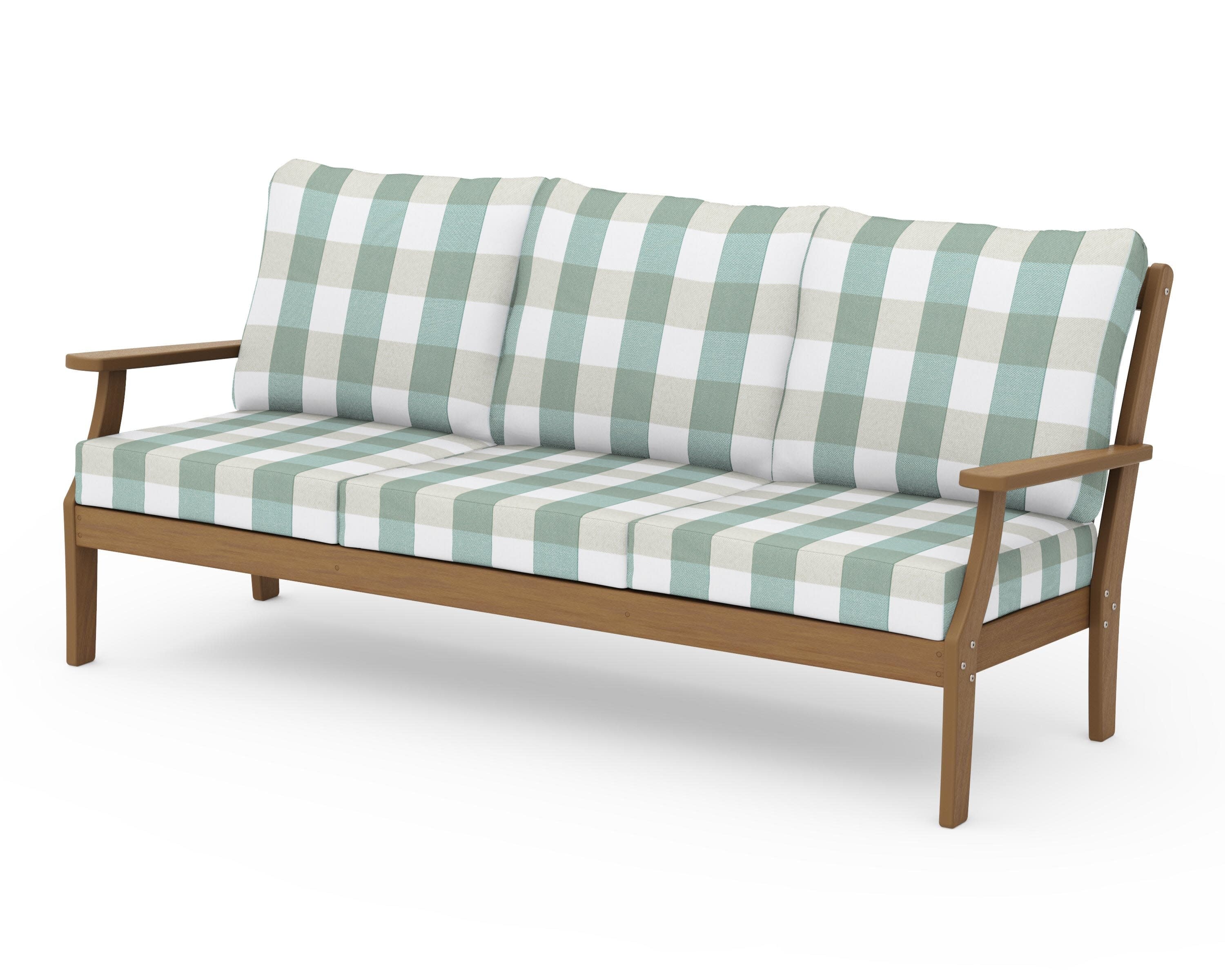 Braxton Deep Seating Sofa in Natural / Buffalo Plaid Glacier Spa
