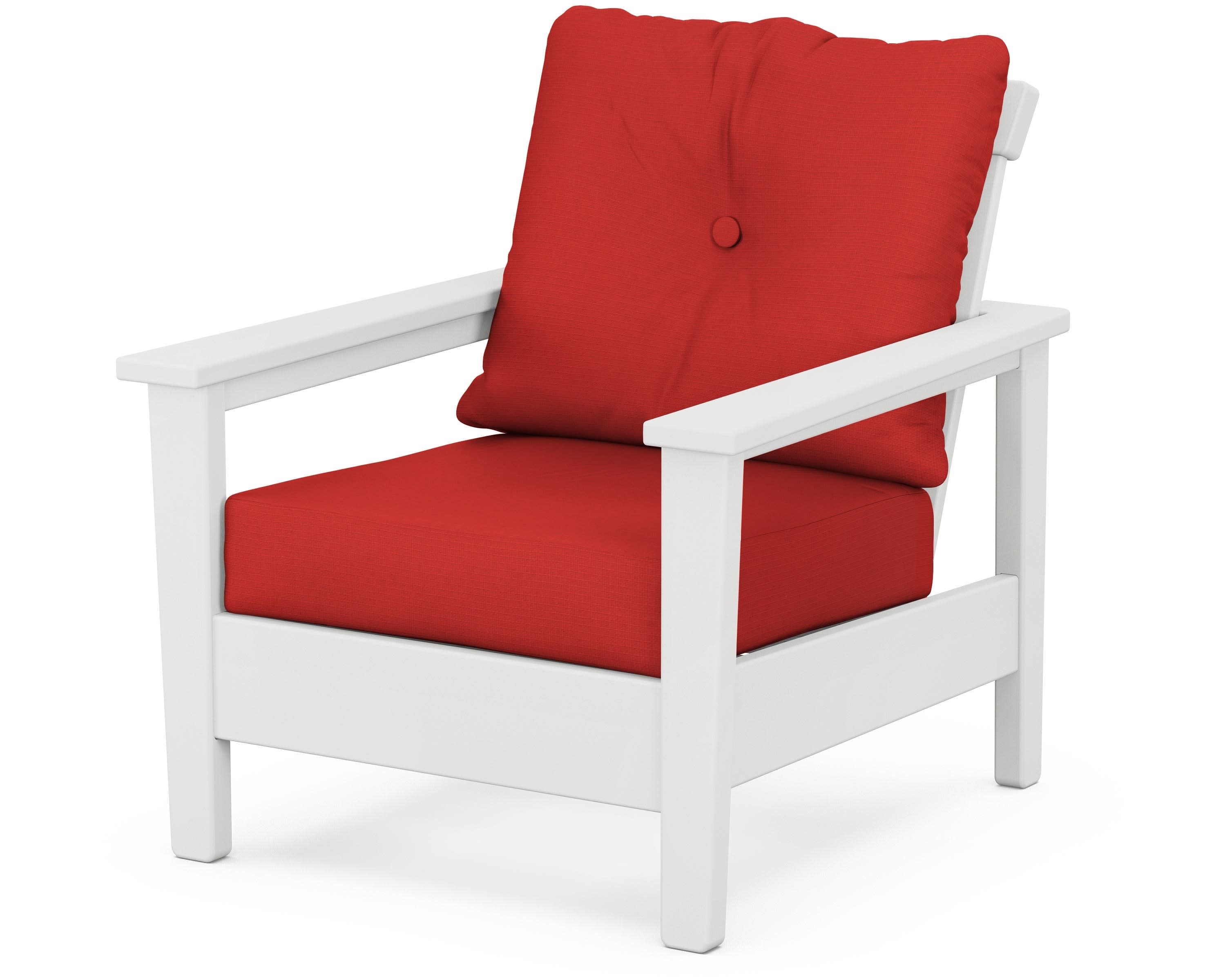 Prescott Deep Seating Chair in White / Crimson Linen