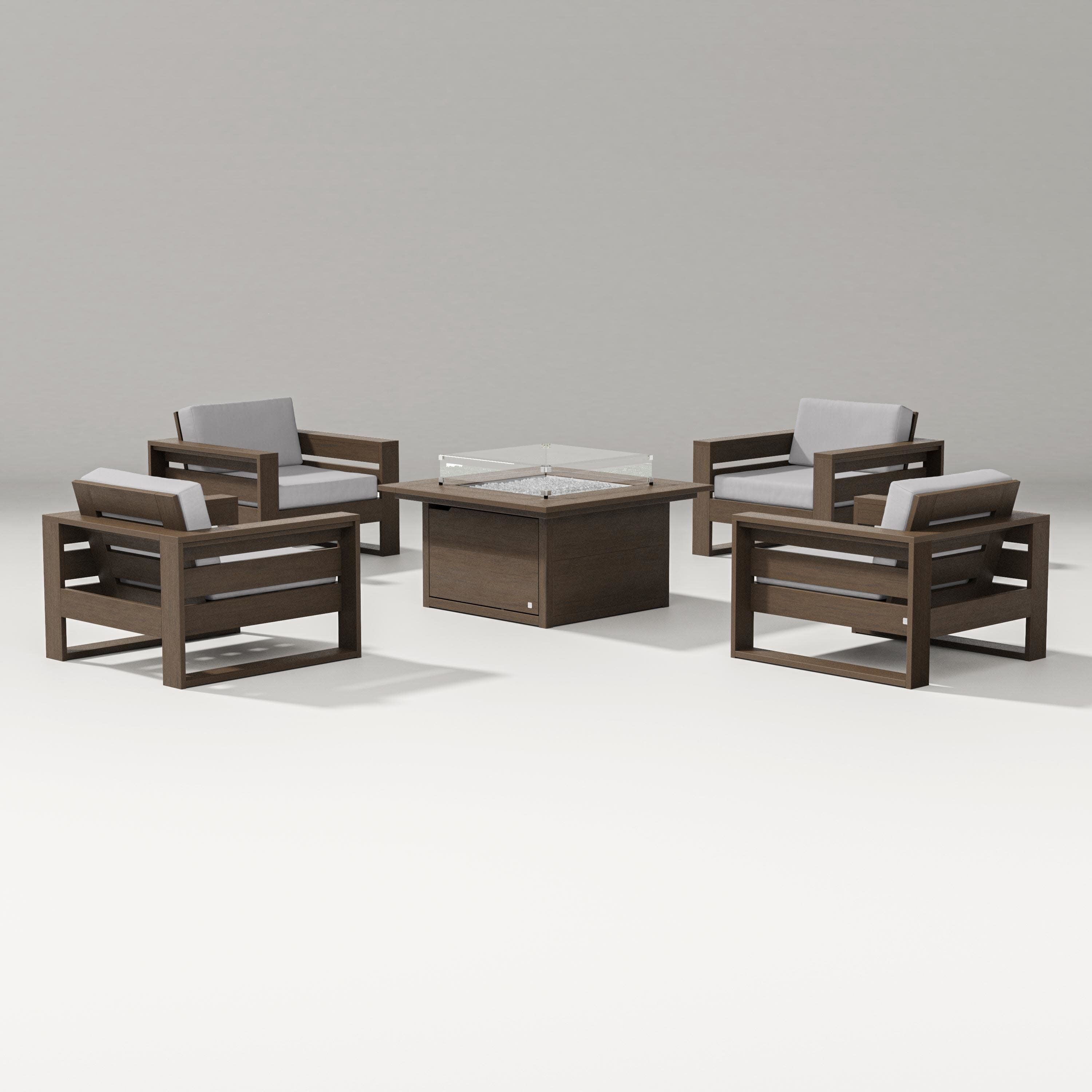 Latitude 5-Piece Lounge Fire Table Set in Kona / Granite