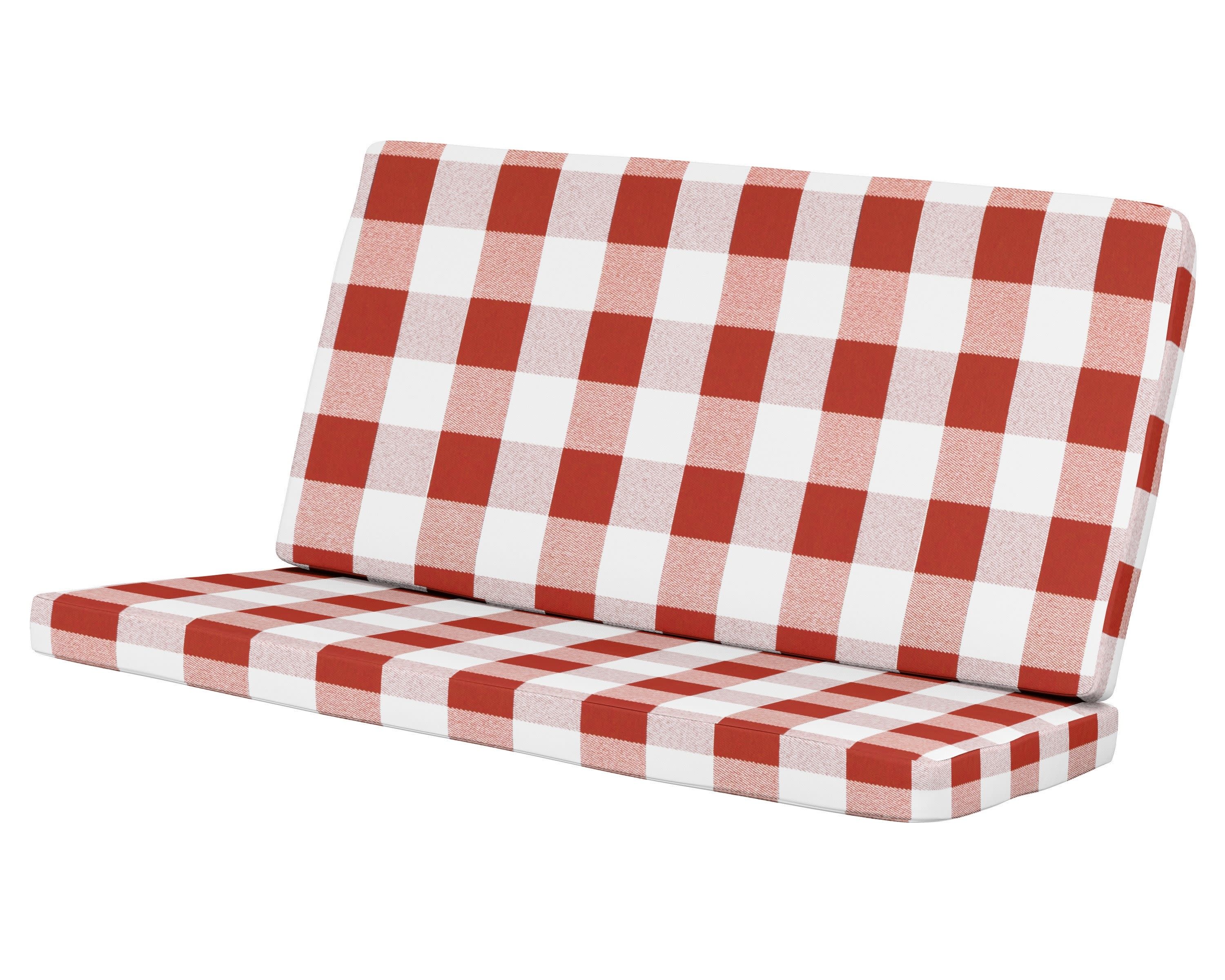 Modern Loveseat Cushion in Buffalo Plaid Crimson
