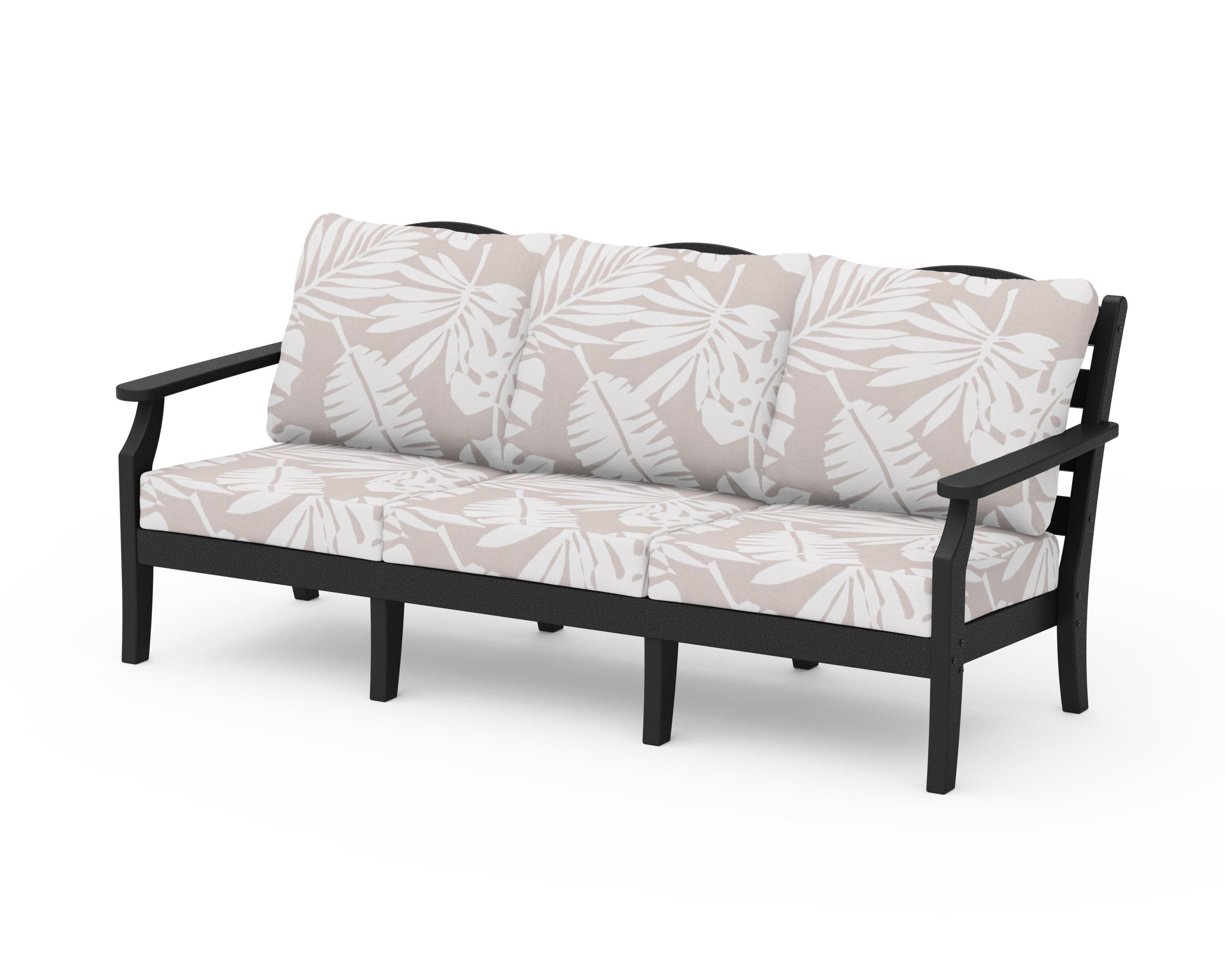 Savannah Deep Seating Sofa in Black / Leaf Dune Burlap