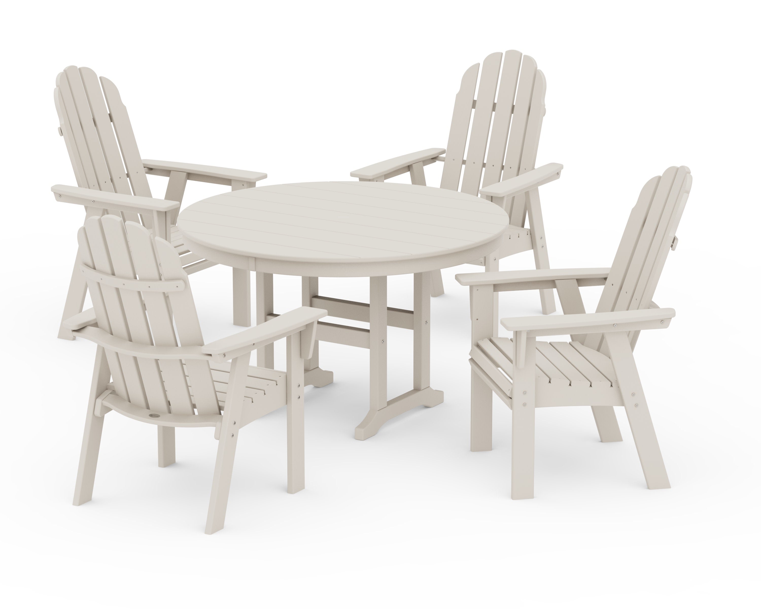Vineyard Curveback Adirondack 5-Piece Round Farmhouse Dining Set in Sand