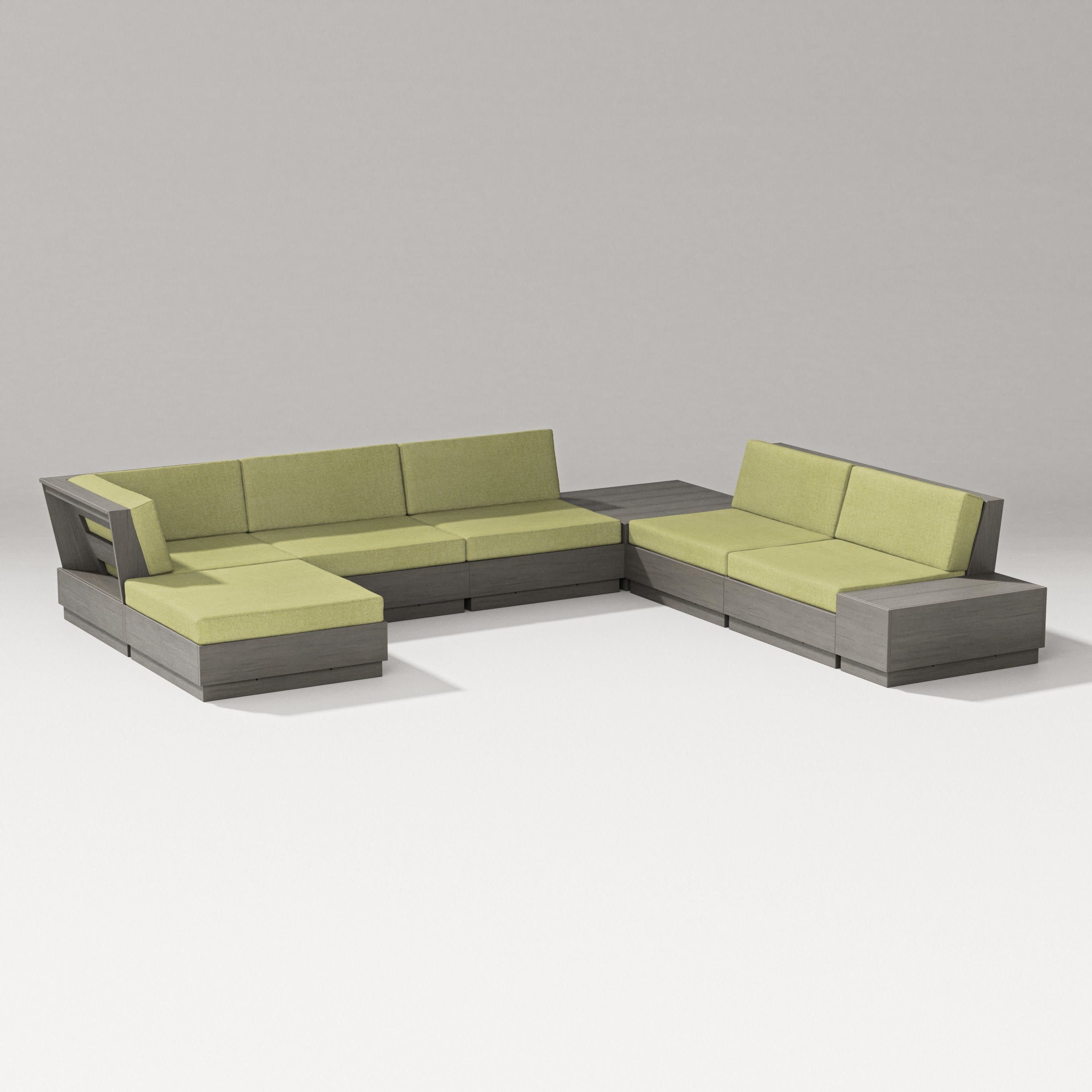 Elevate 8-Piece Corner Sectional in Driftwood / Chartreuse Boucle