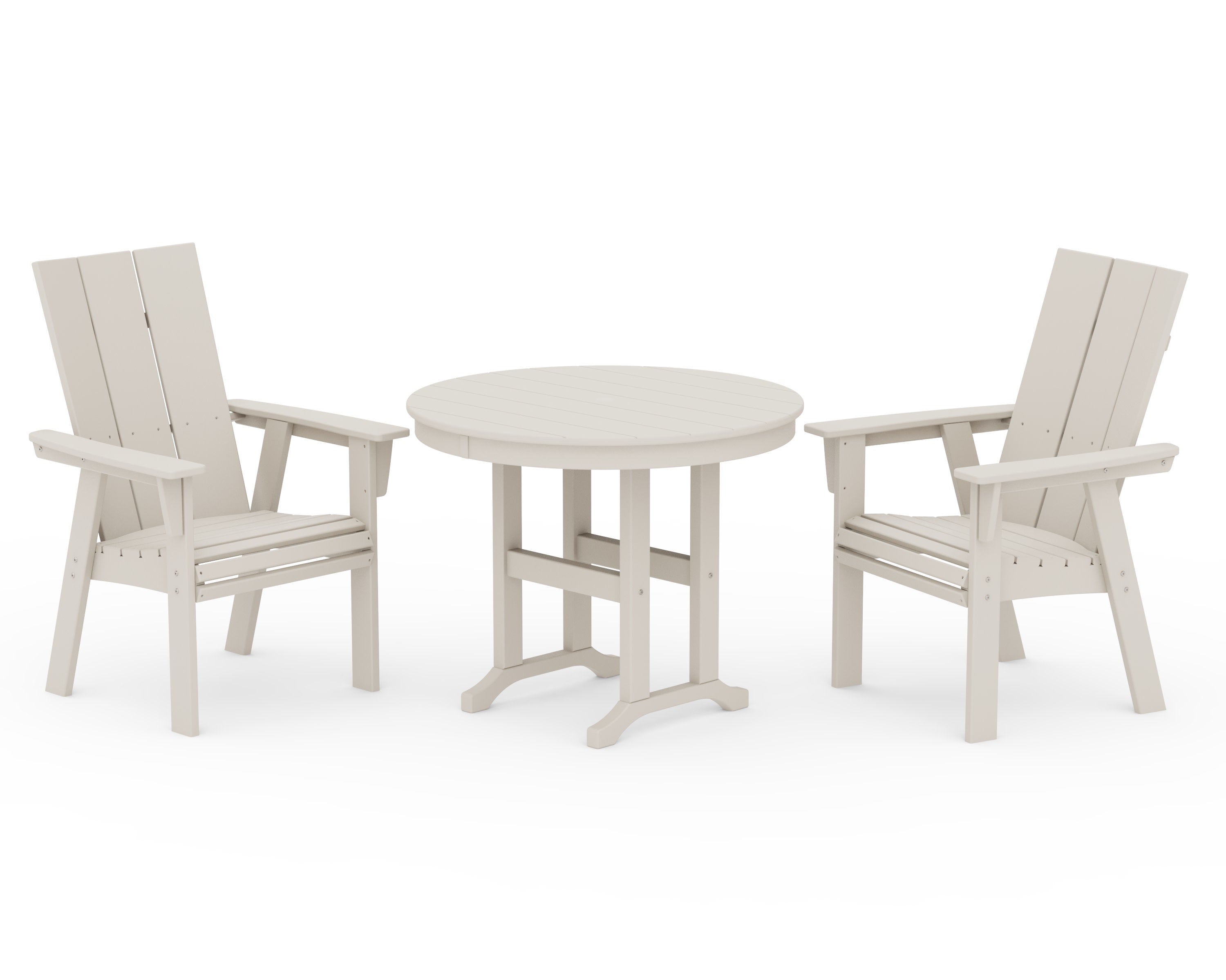 Modern Adirondack 3-Piece Round Dining Set in Sand