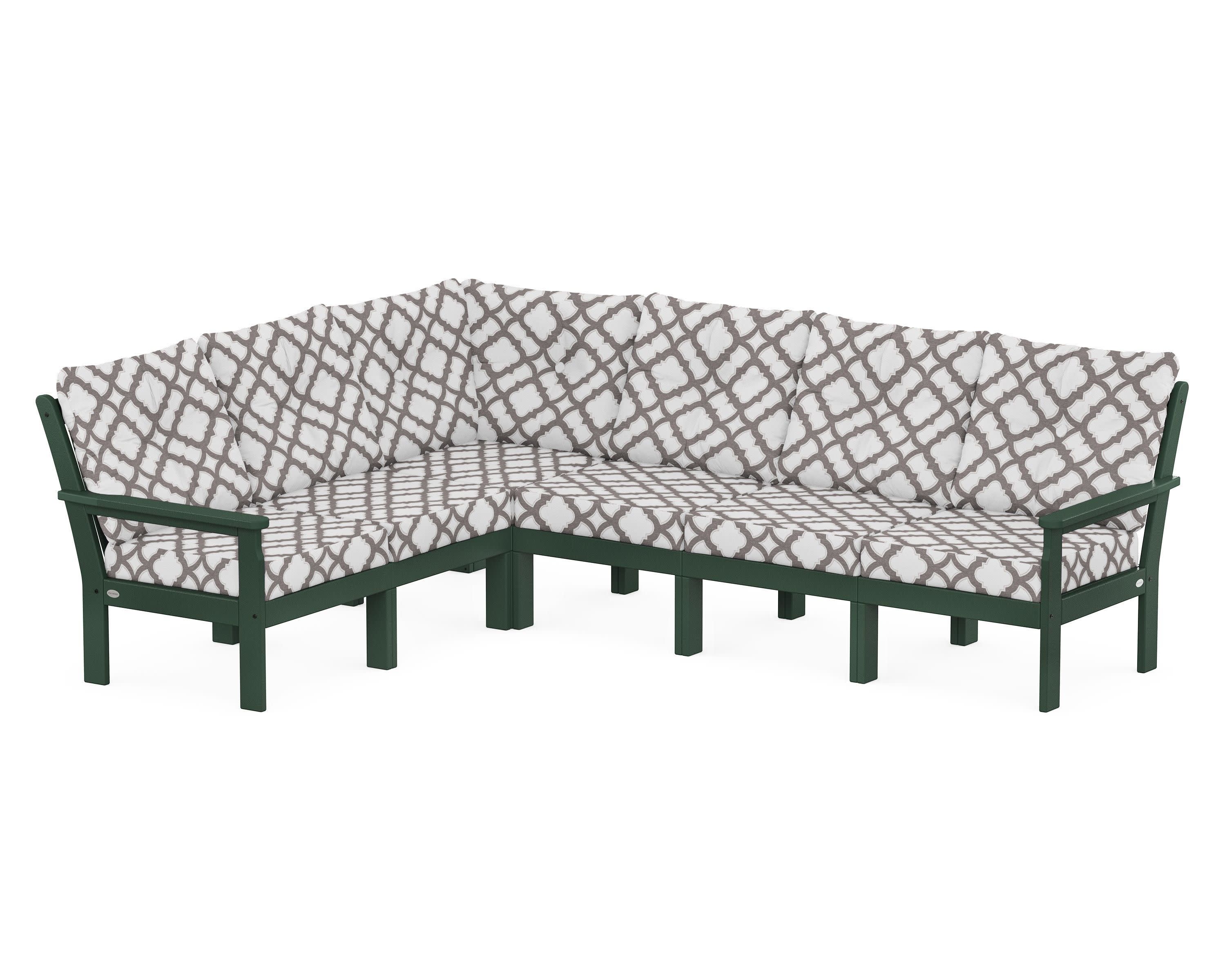 Vineyard 6-Piece Sectional in Green / Trellis Grey Mist
