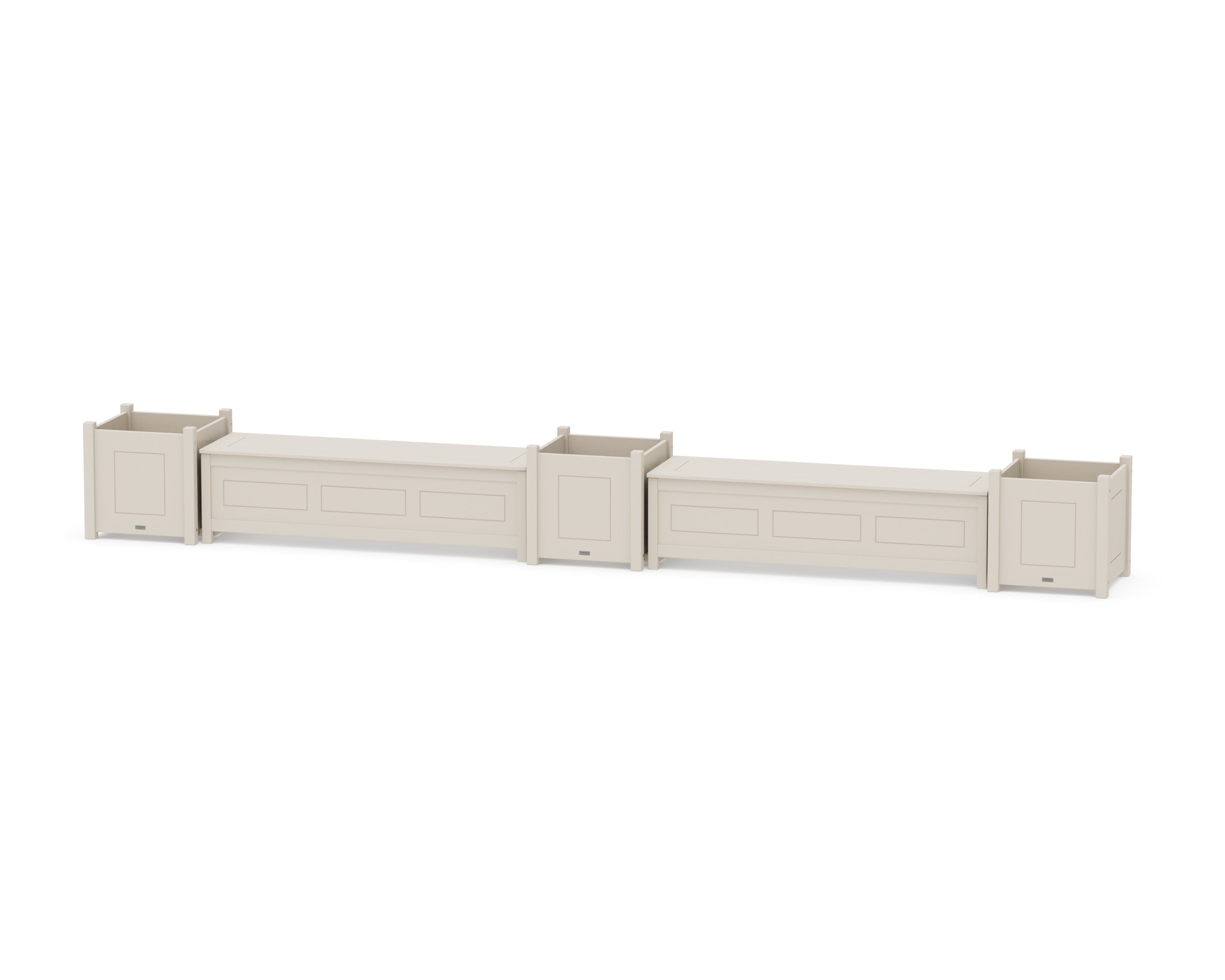 60" Country Living Straight Double Planter Storage Bench Set- Large in Sand