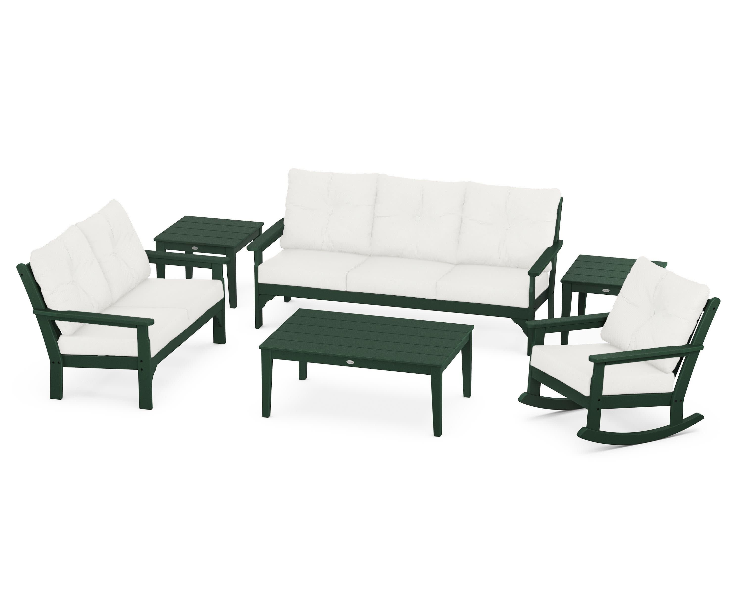 Vineyard 6-Piece Deep Seating Set in Green / Natural Linen