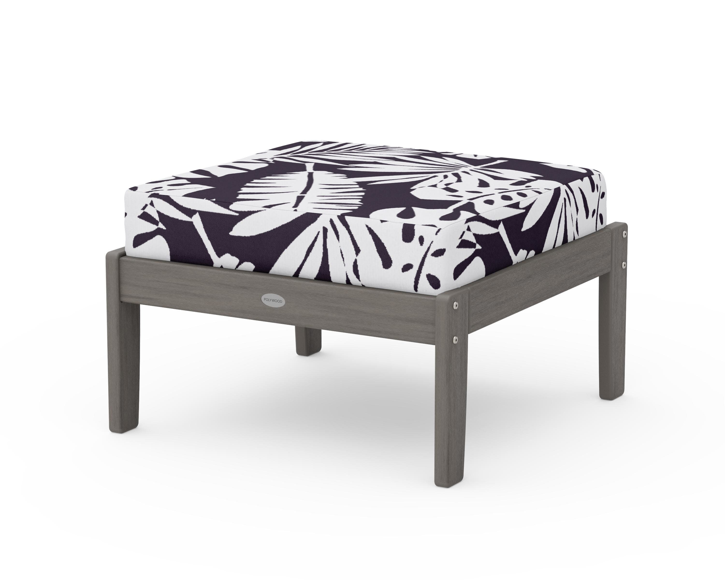 Braxton Deep Seating Ottoman in Driftwood / Leaf Navy