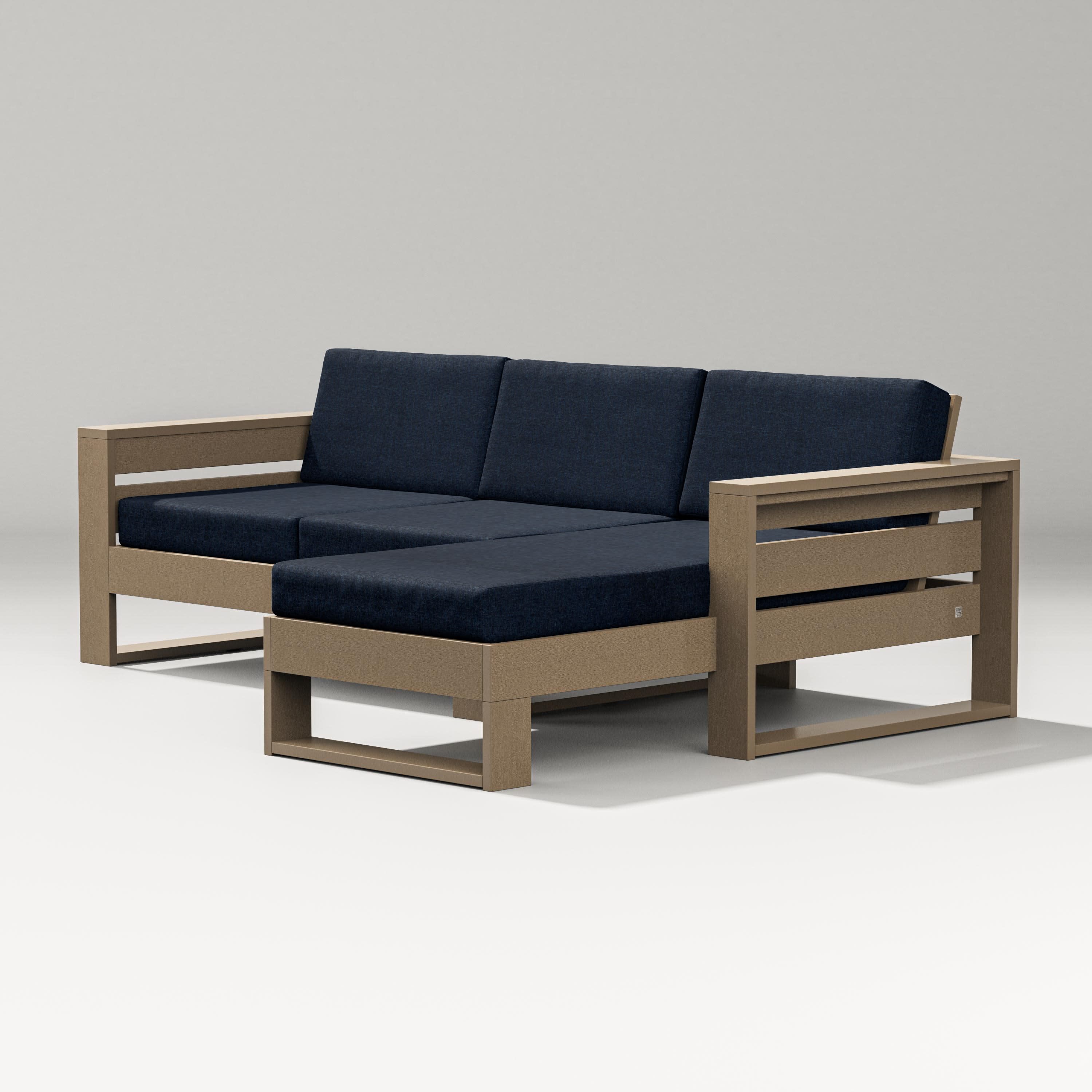 Latitude Right Chaise Sectional in Vintage Sahara / Marine Indigo