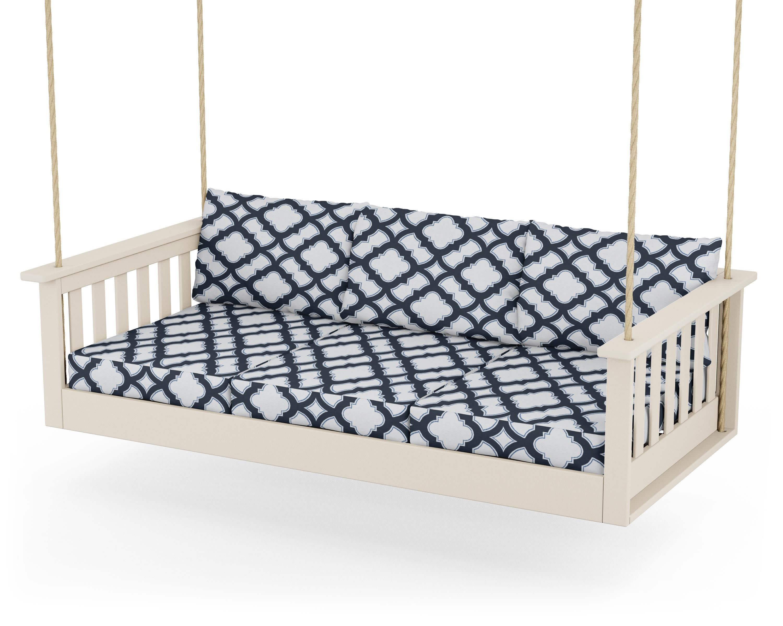 Vineyard Daybed Swing in Sand / Trellis Marine Indigo