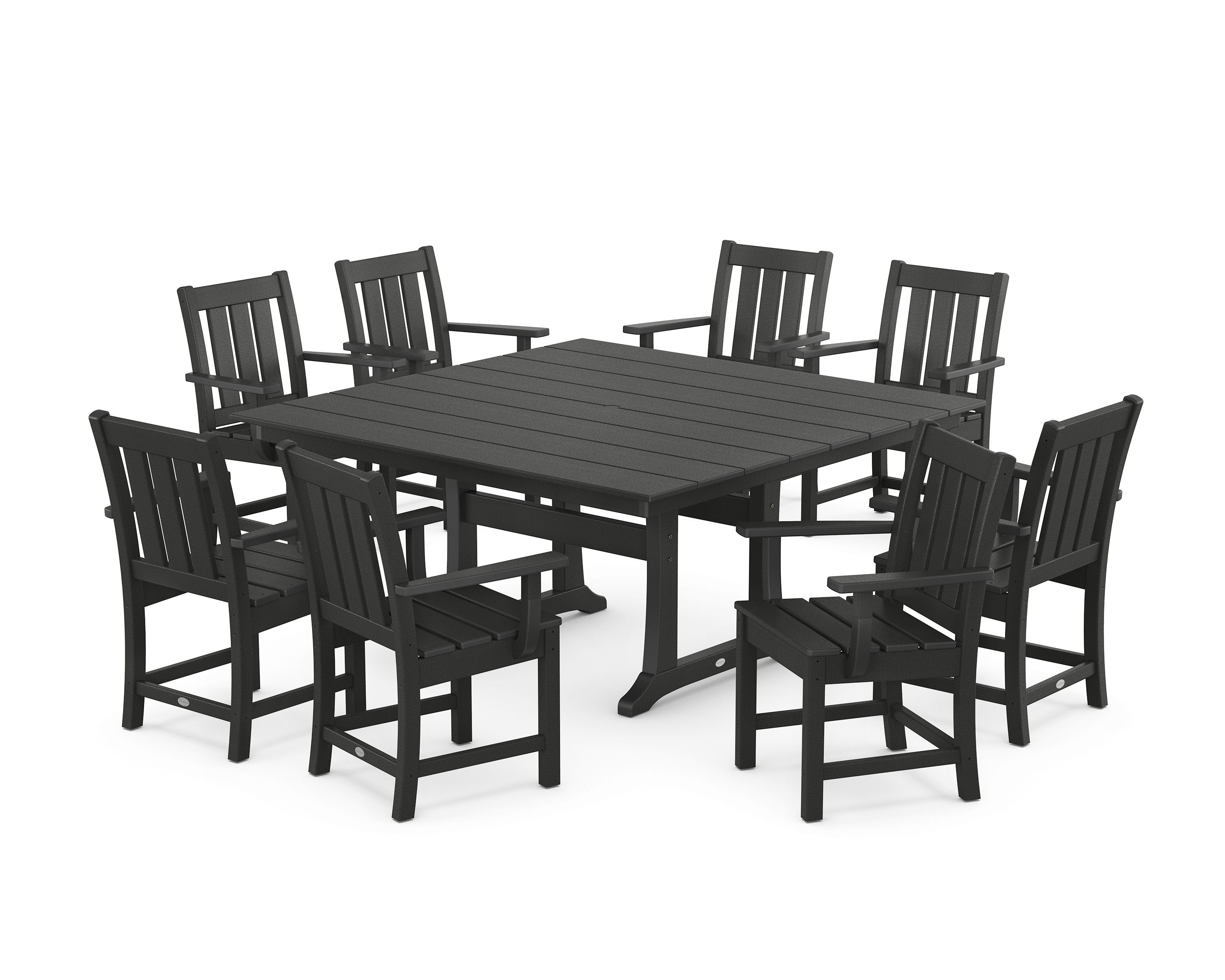 Oxford 9-Piece Square Farmhouse Dining Set with Trestle Legs in Black