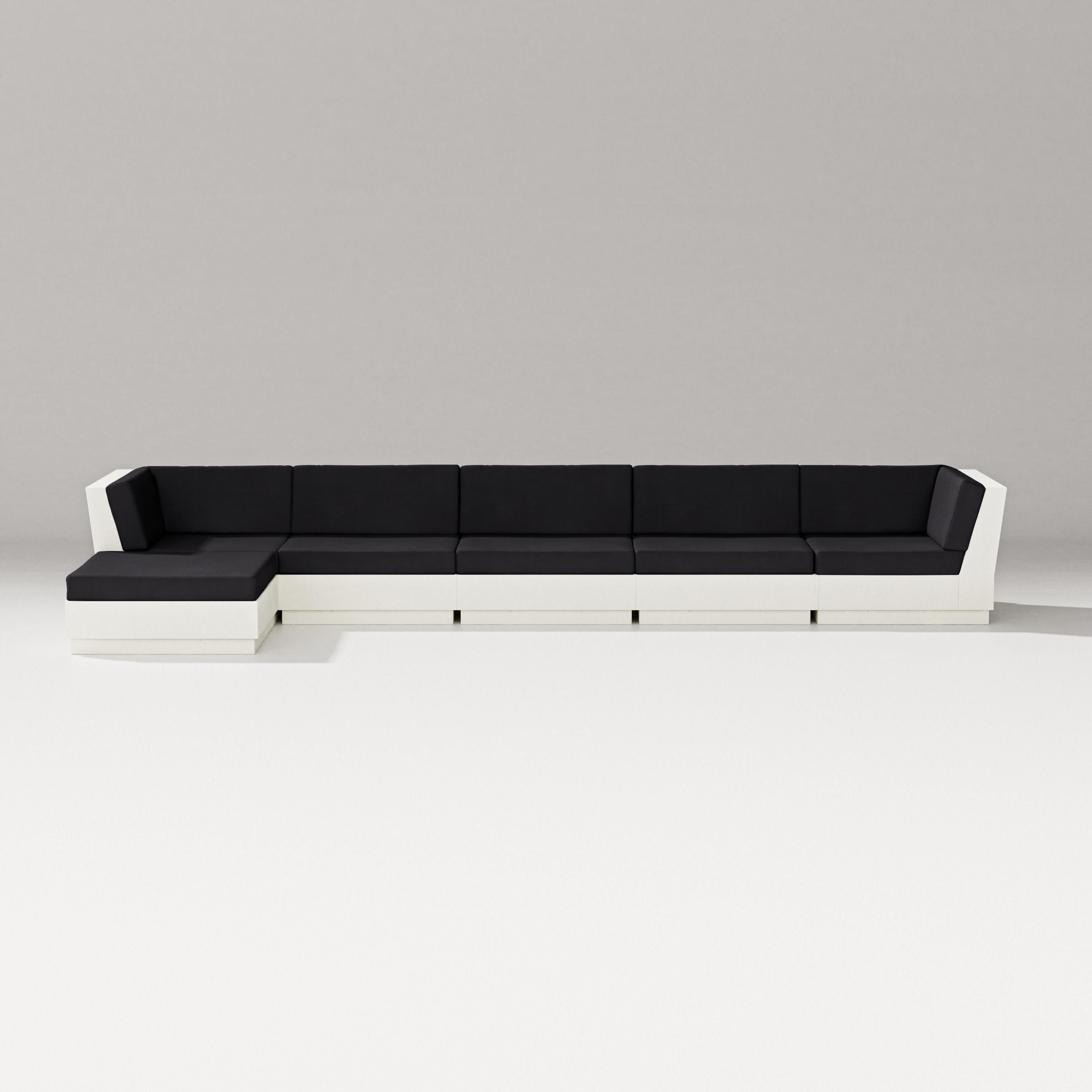 Elevate 6-Piece Chaise Sectional in Vintage White / Midnight Linen