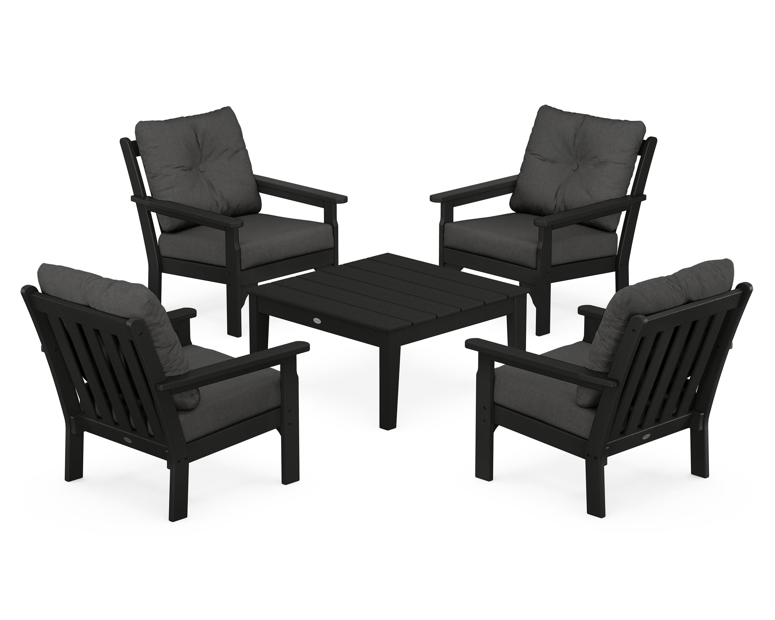Vineyard 5-Piece Deep Seating Conversation Set in Black / Spectrum Carbon
