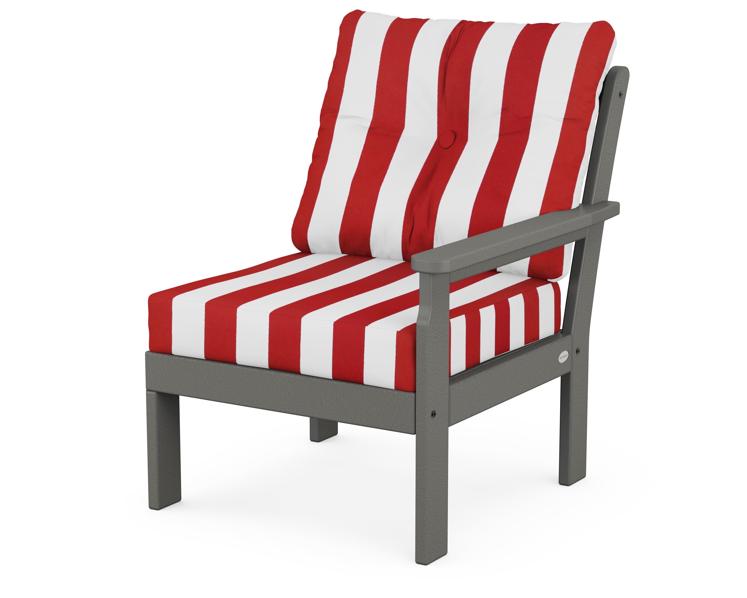 Vineyard Modular Right Arm Chair in Slate Grey / Cabana Stripe Crimson