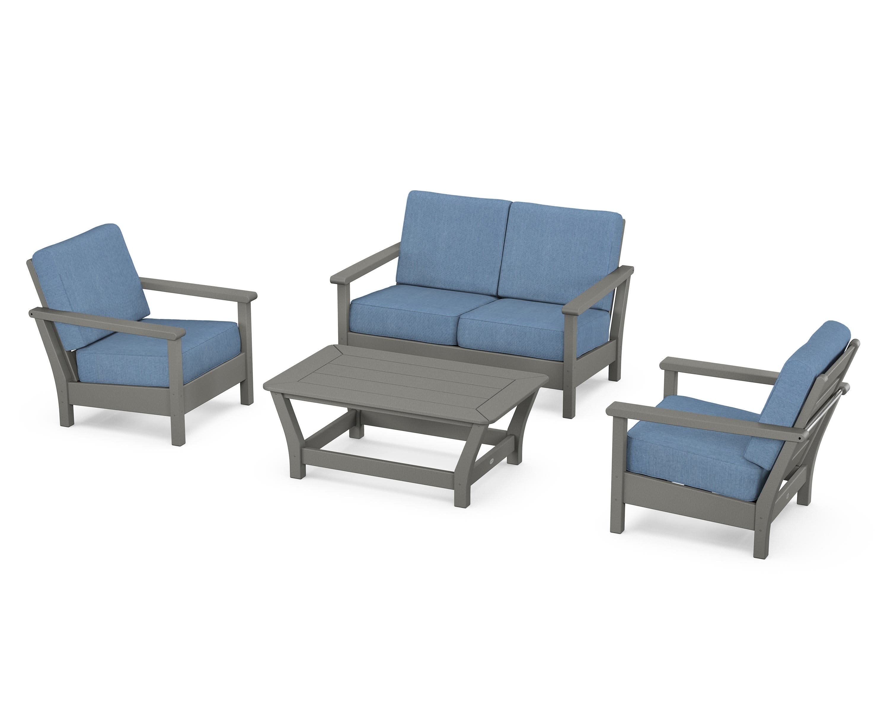 Harbour 4-Piece Deep Seating Set in Slate Grey / Sky Blue